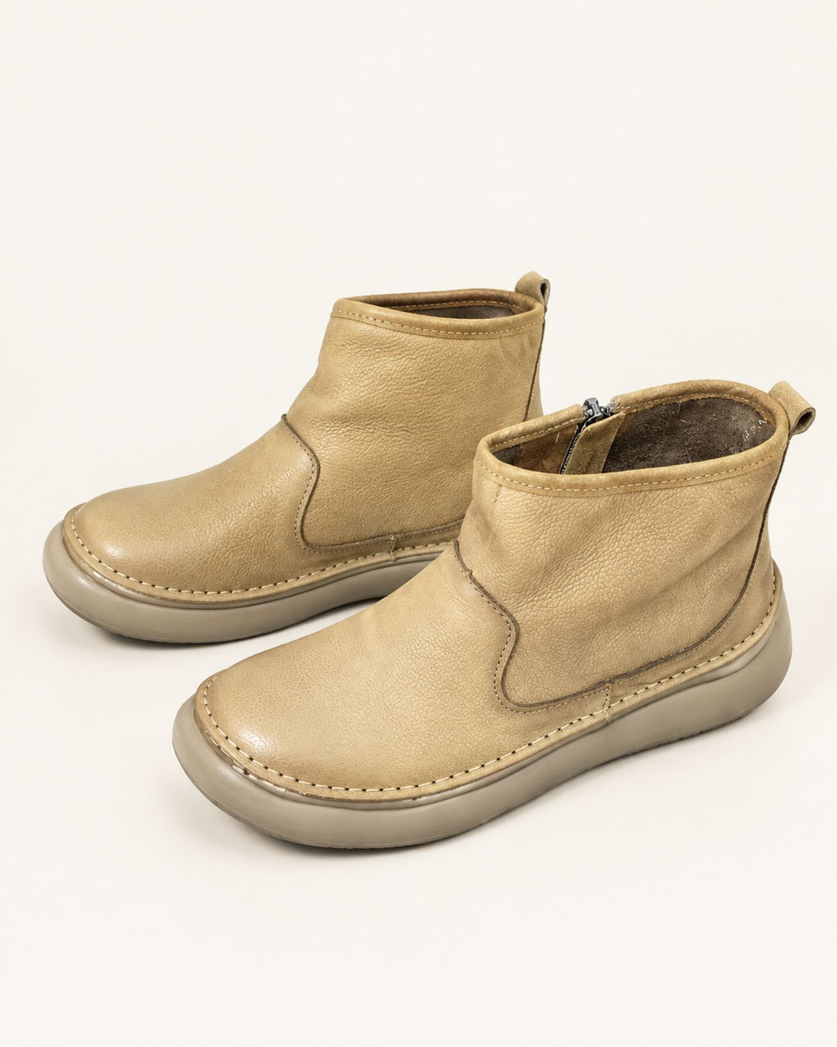 Top-Grain Leather Side-Zip Combat Boots