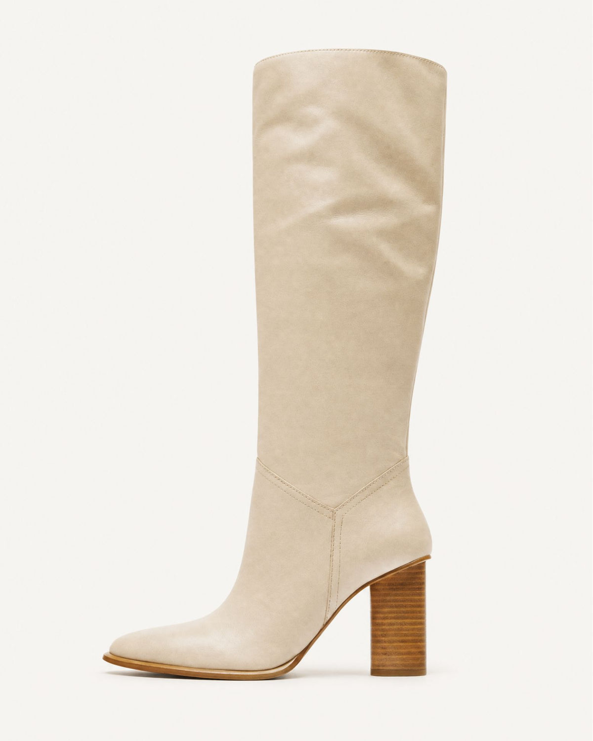 Kira Pull-On Square-Toe Leather Knee-High Boots