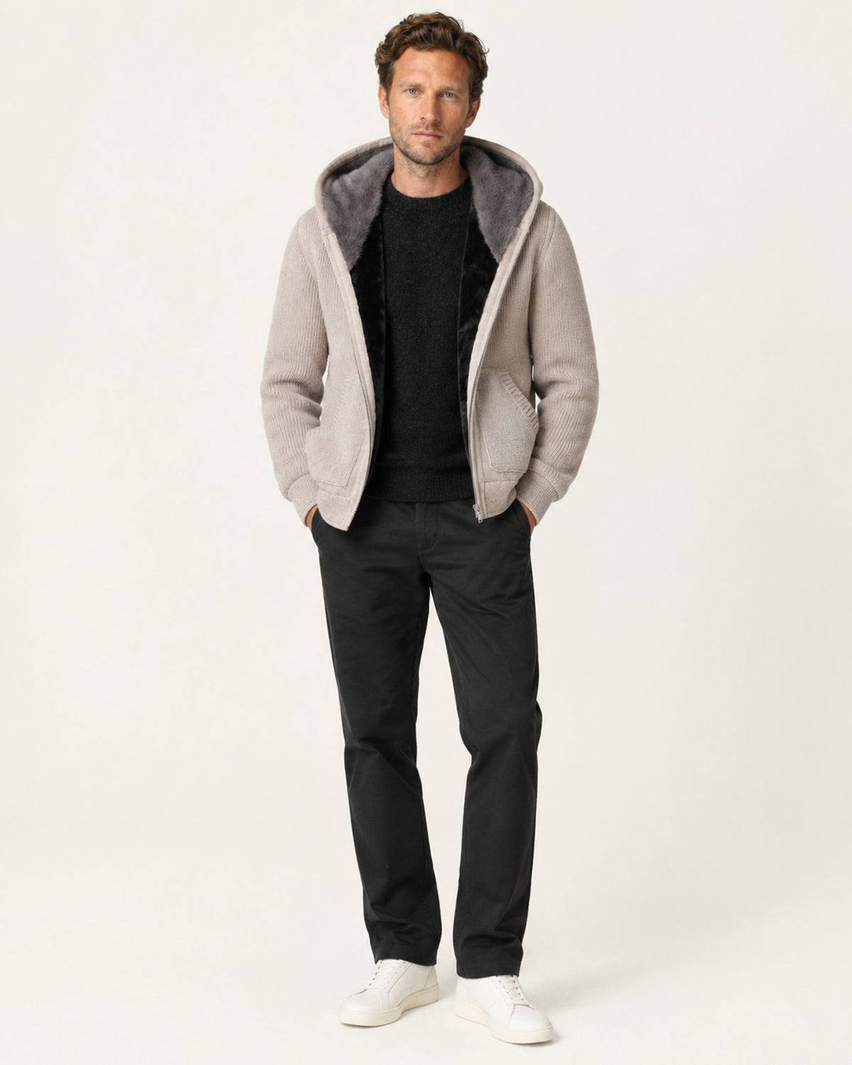 Hooded Cashmere Parka with Full Mink Lining Jacket