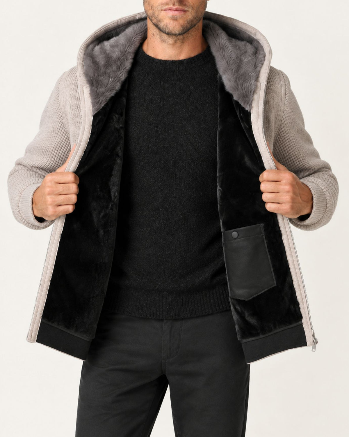 Hooded Cashmere Parka with Full Mink Lining Jacket
