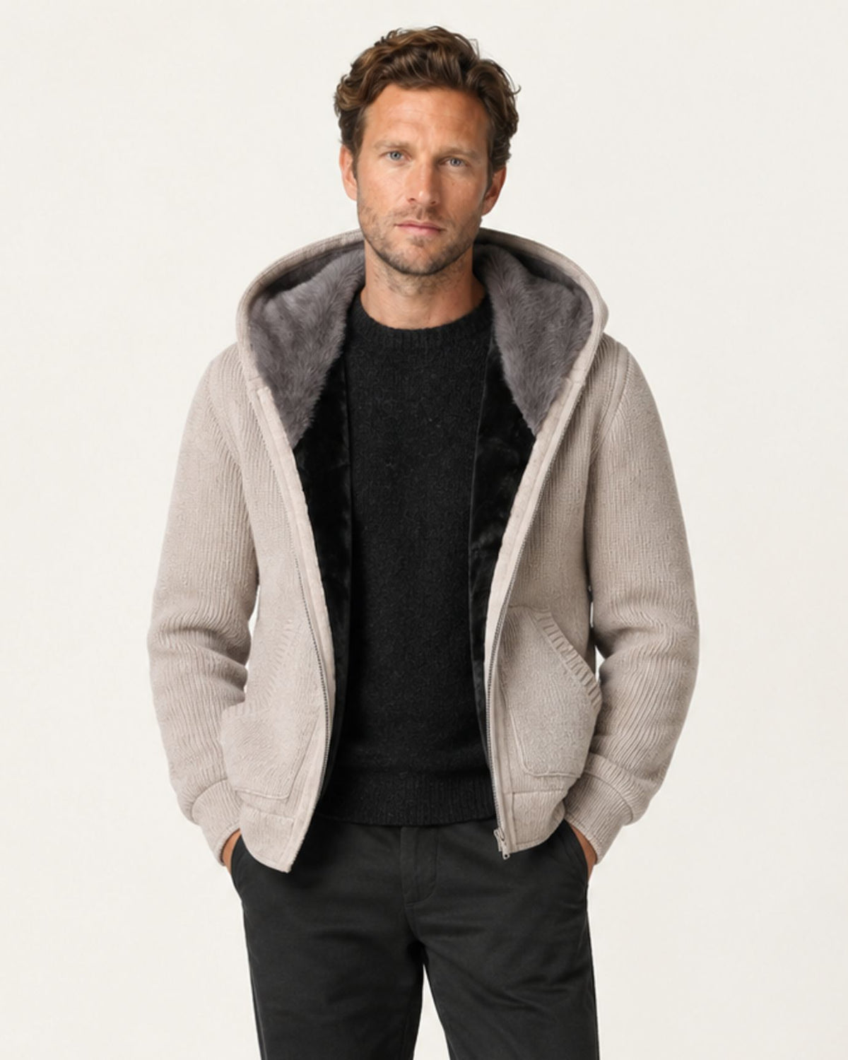 Hooded Cashmere Parka with Full Mink Lining Jacket