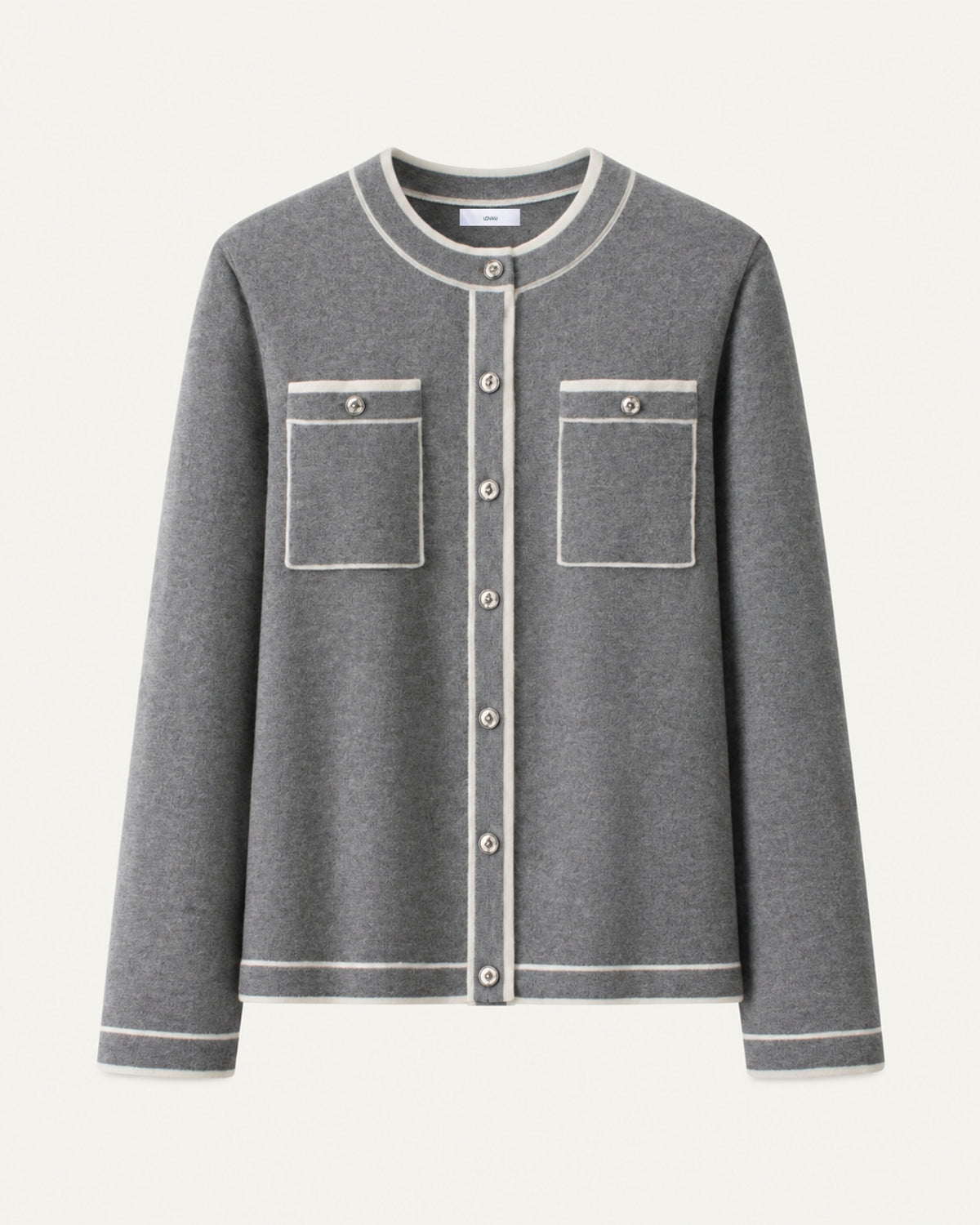 Cashmere Gray Colorblock Knit Cardigan