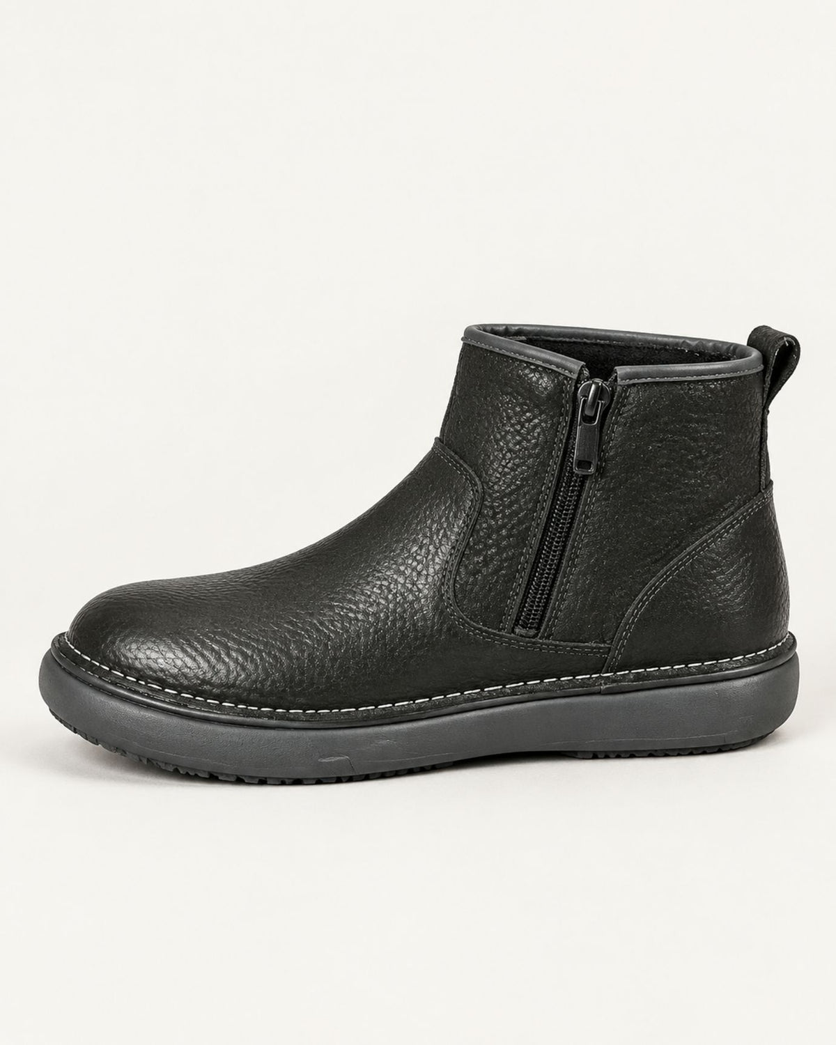 Top-Grain Leather Side-Zip Combat Boots