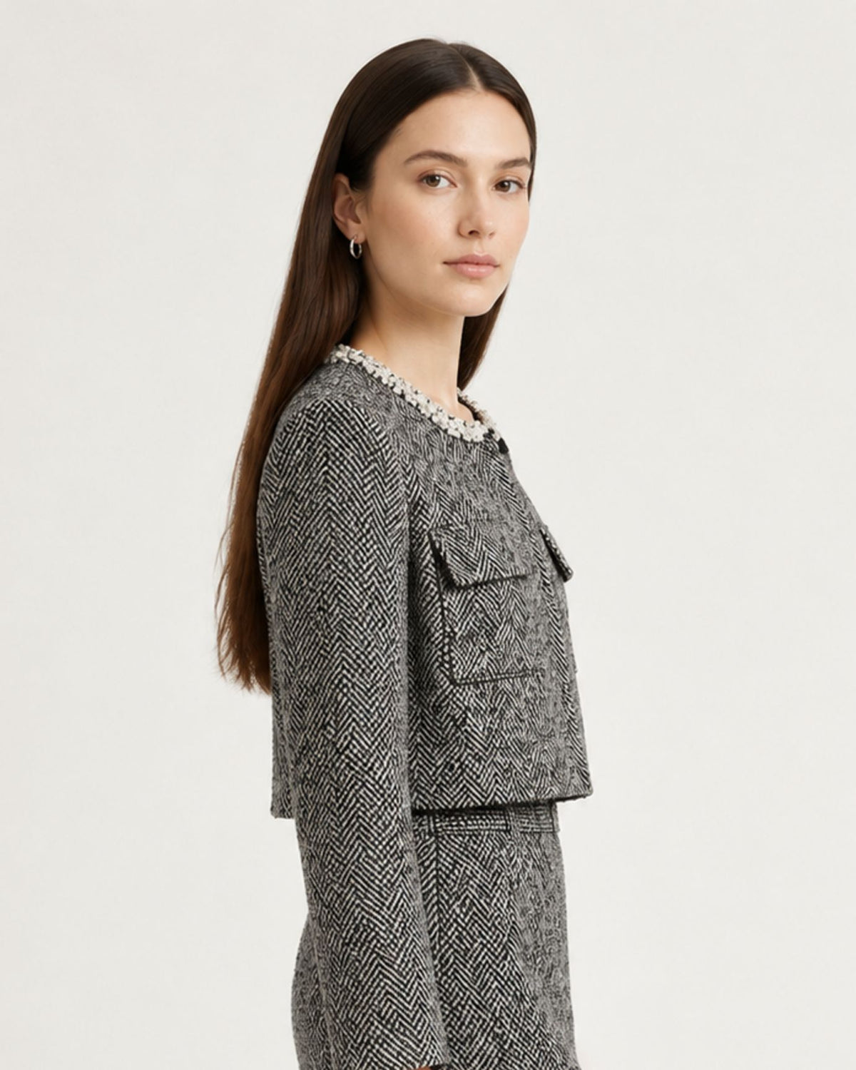 High-Waisted Dark Gray Wool Maxi Skirt & Cardigan set