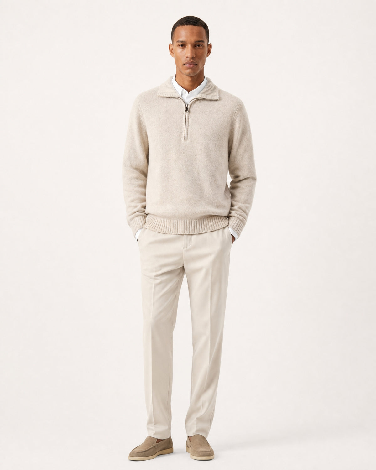 Hamptons Thick Cashmere Full-Zip Knit Sweater