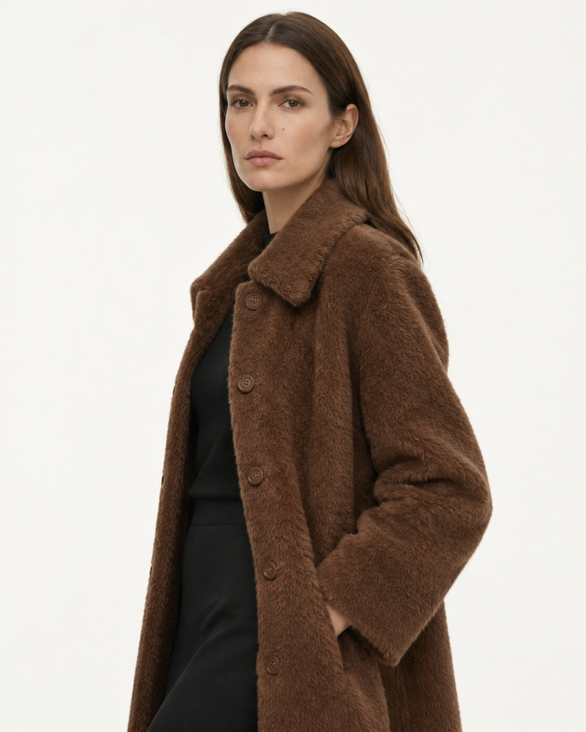 Relaxed Fit Mid-Length Suri Alpaca Coat