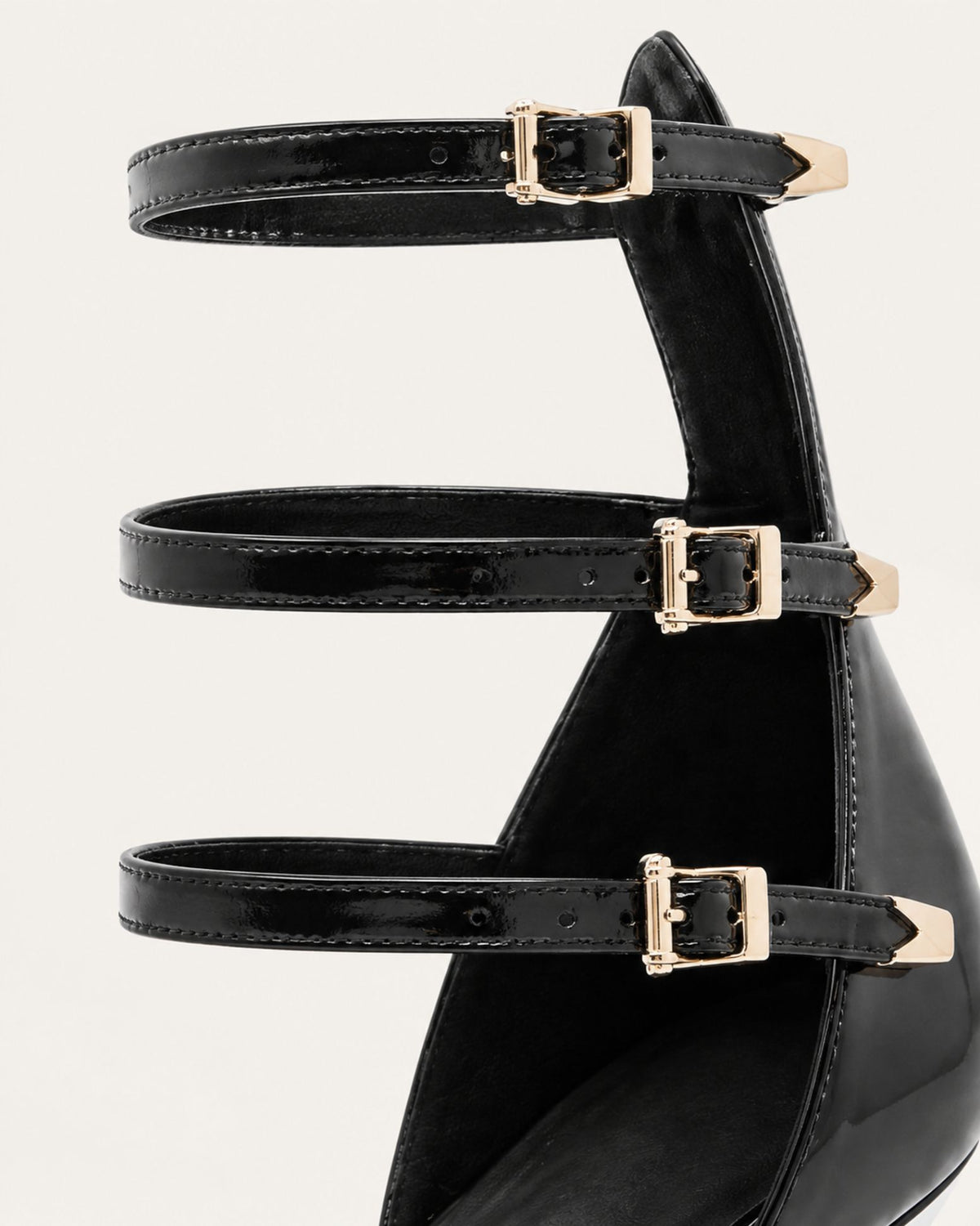Pointed-Toe Patent Leather Ankle-Strap Pumps