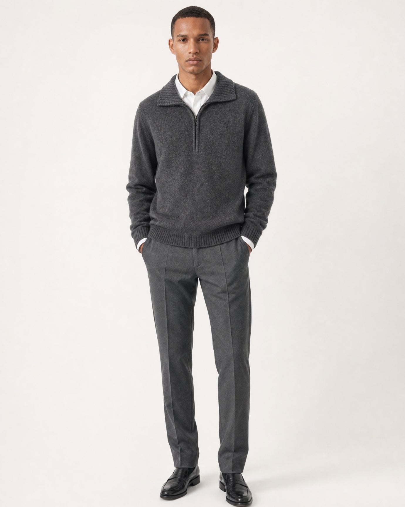Hamptons Thick Cashmere Full-Zip Knit Sweater