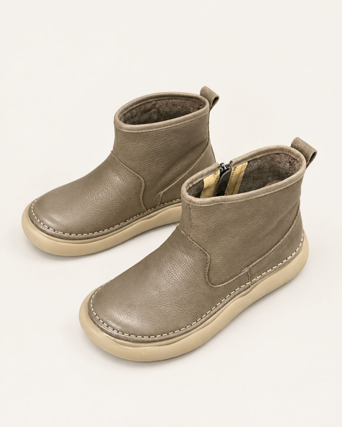 Top-Grain Leather Side-Zip Combat Boots