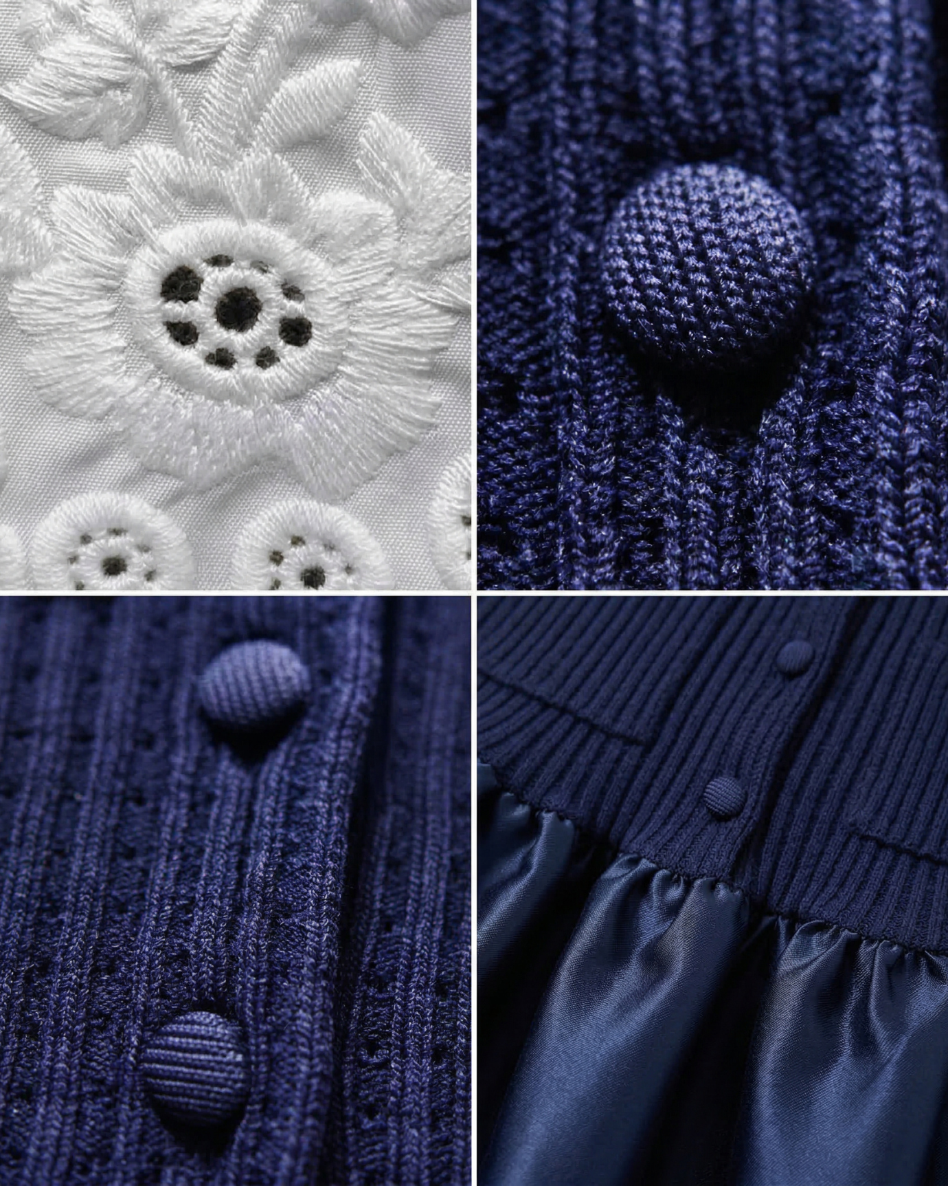 Candie Knit Dress Embroidered Lapel Ruffled Skirt