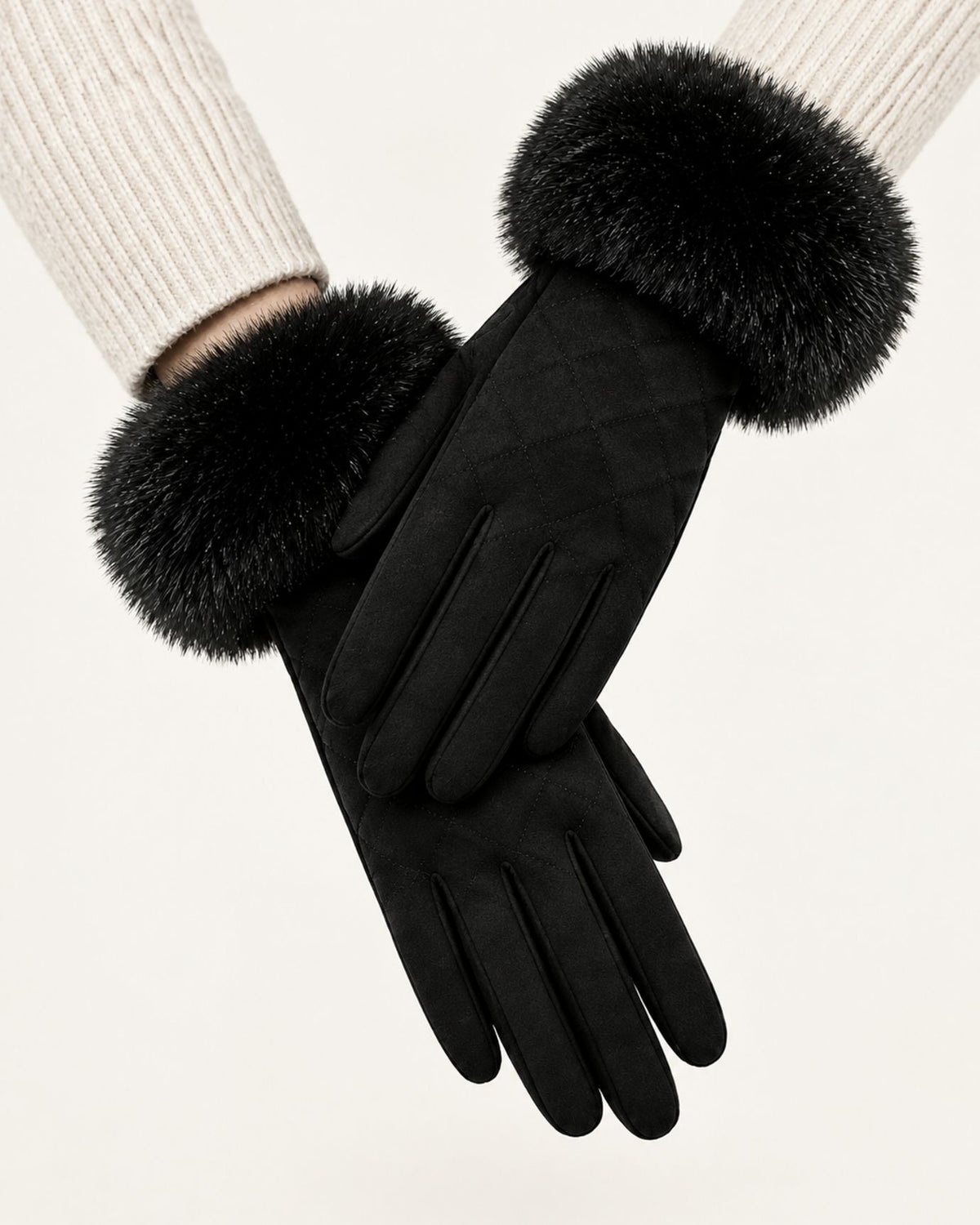 Divina Rhombus Quilted Plush Velvet Gloves
