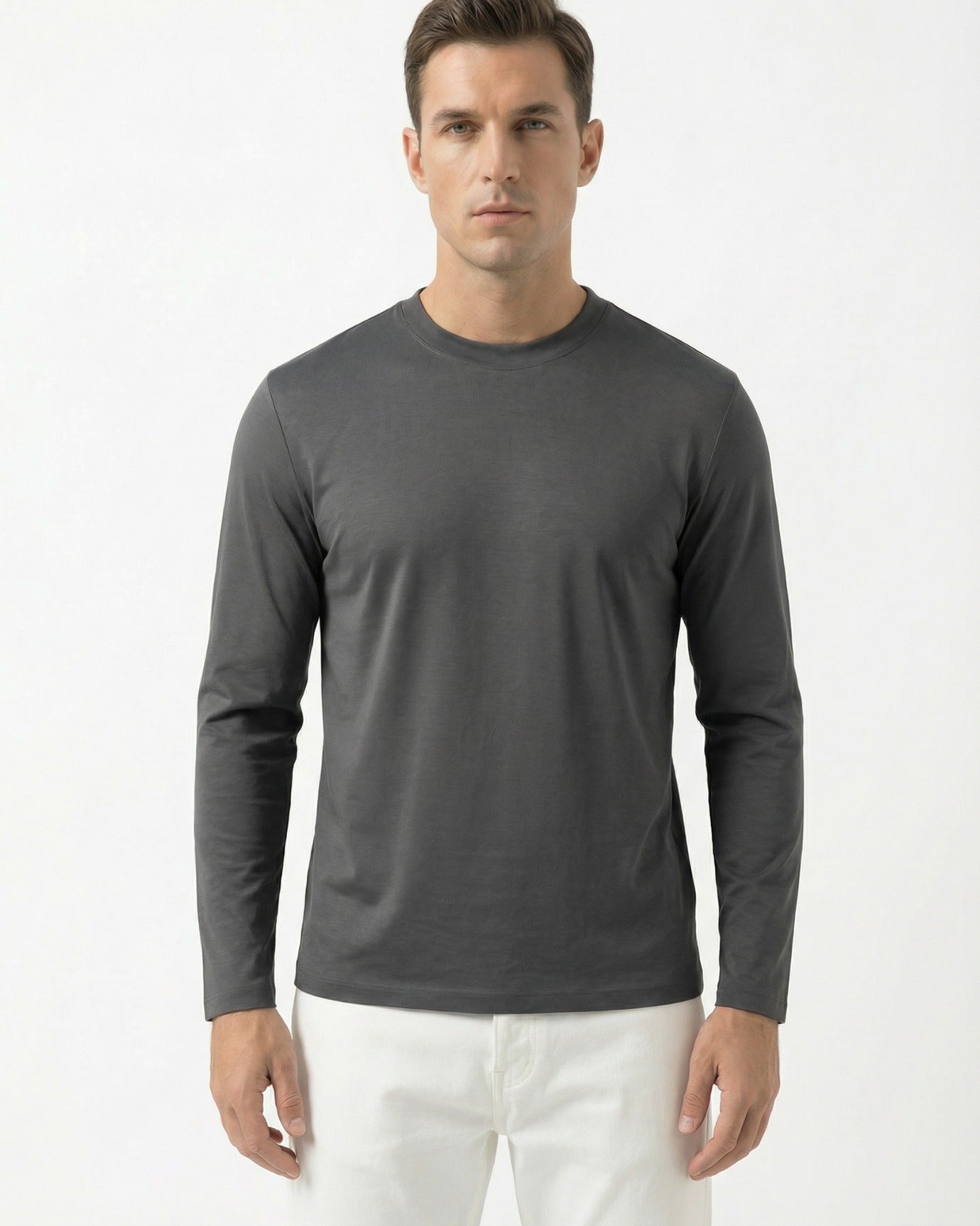 High-End Double Mercerized Lyocell Cotton Long Sleeve T-Shirt