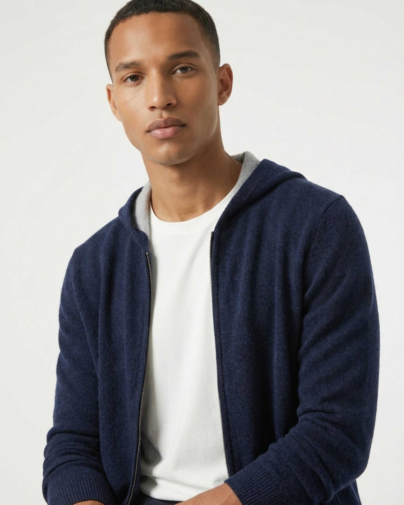 Cárdigan con cremallera y capucha de cachemira, edición limitada