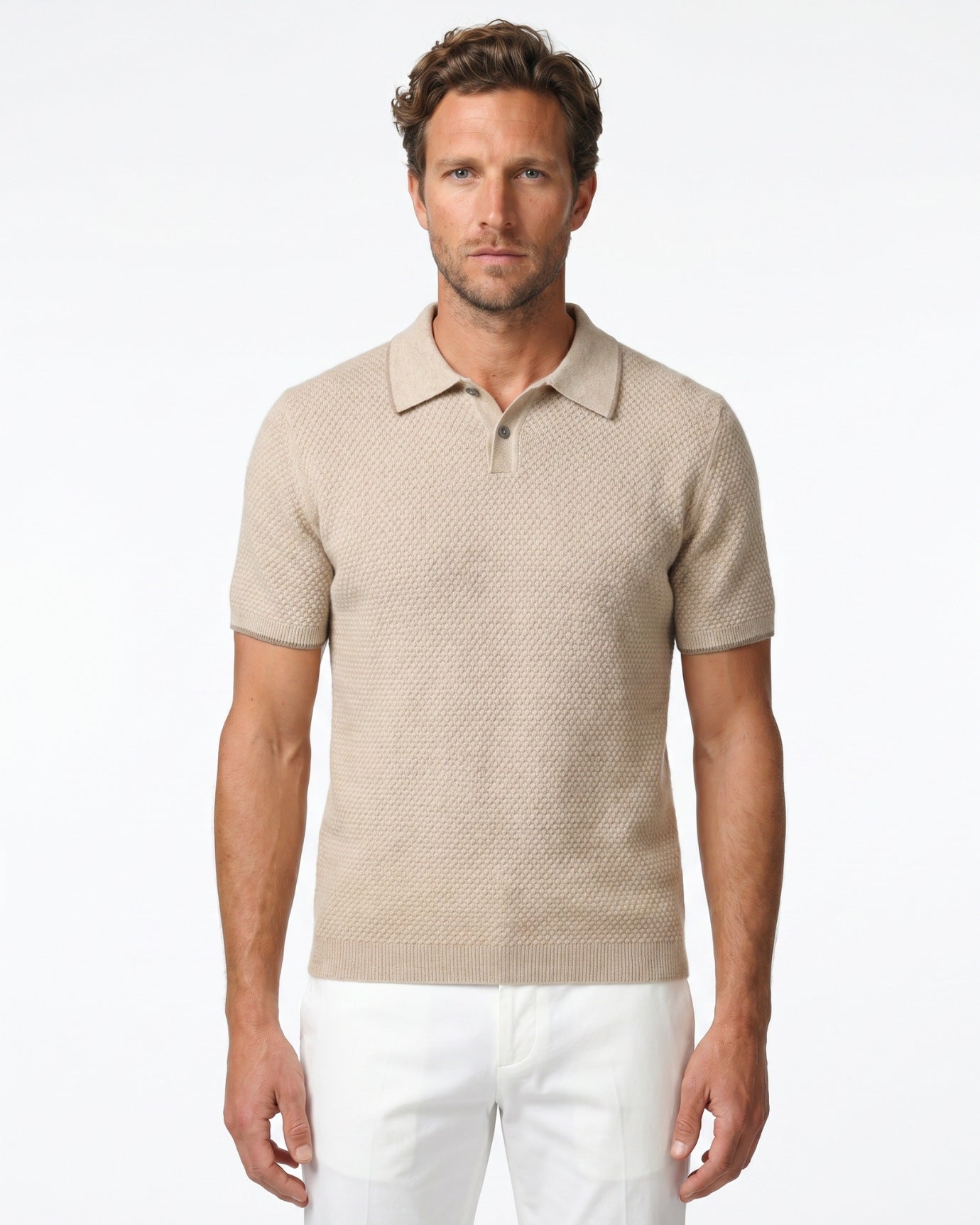 Kaschmir-Polo-Shirt, Kurzarm, Business Casual