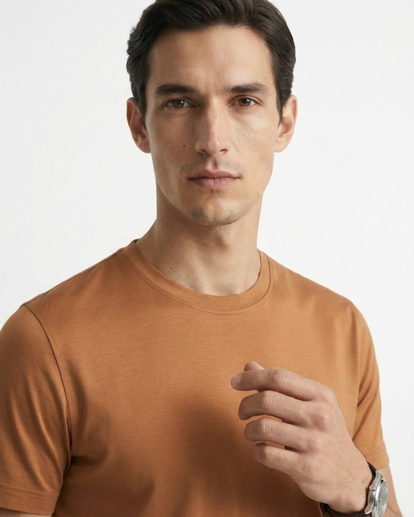 High End Mercerized Cotton Silky Orange Caramel T-Shirt