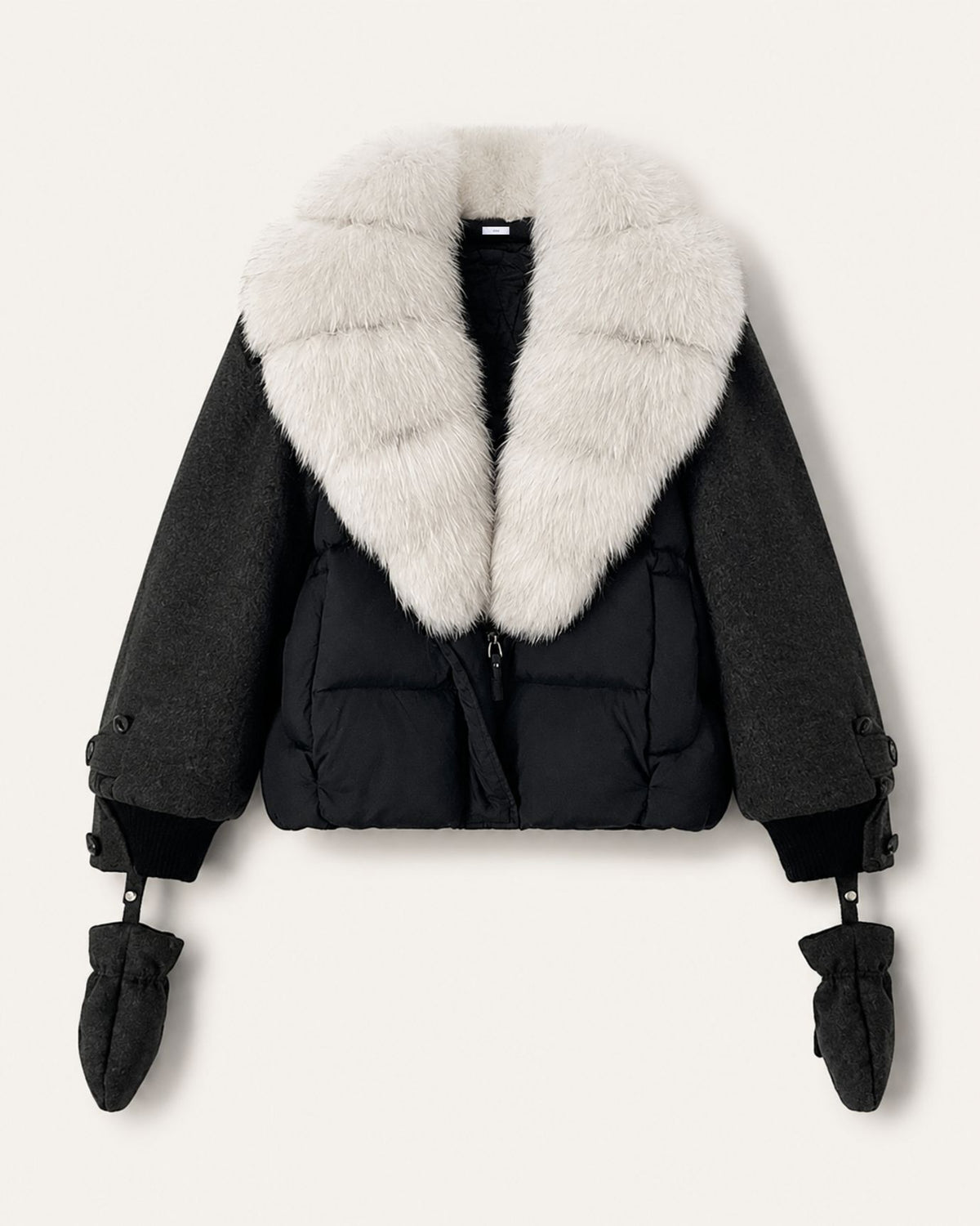 NY Duck Down Puffer Jacket with Detachable Fox Fur Collar