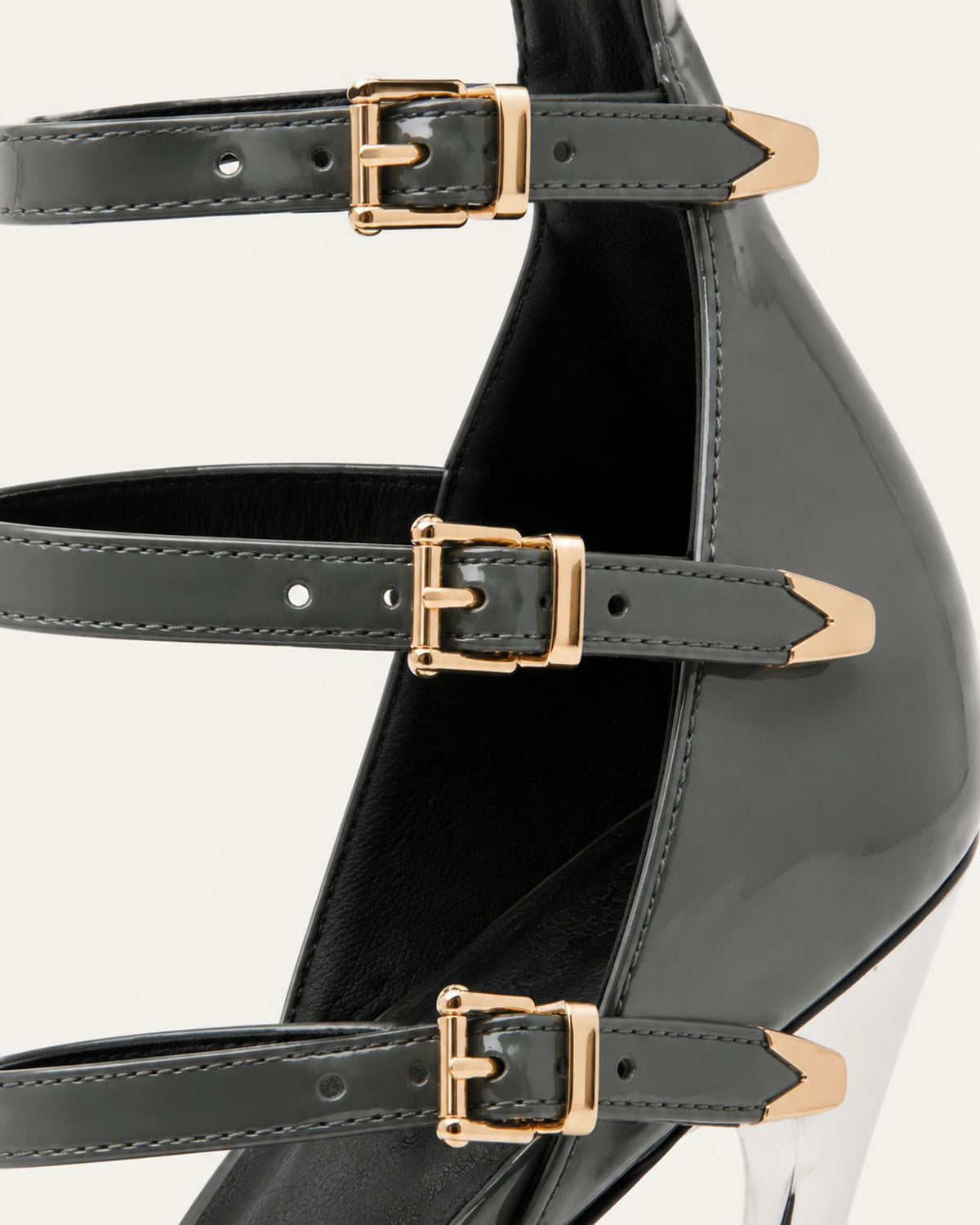 Pointed-Toe Patent Leather Ankle-Strap Pumps