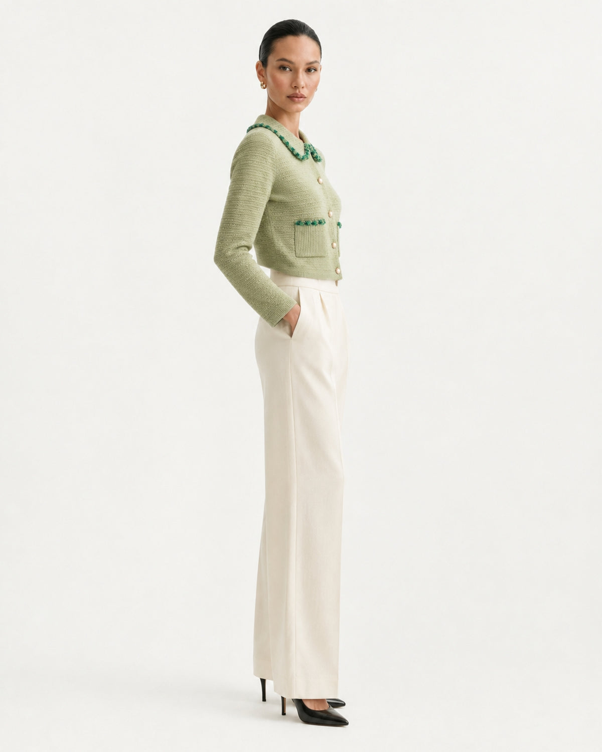Limited Edition Cashmere Collared Desinger Cardigan
