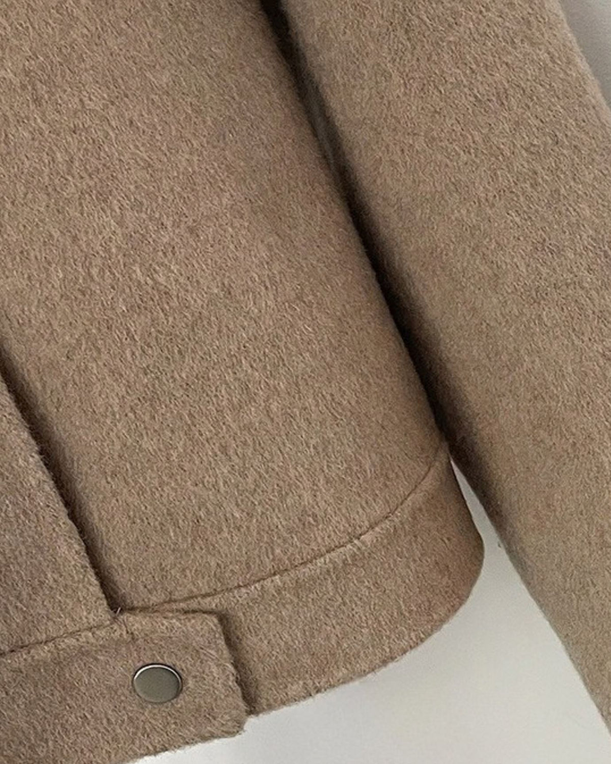Fox Fur-Trimmed Short Double-Faced Wool Coat
