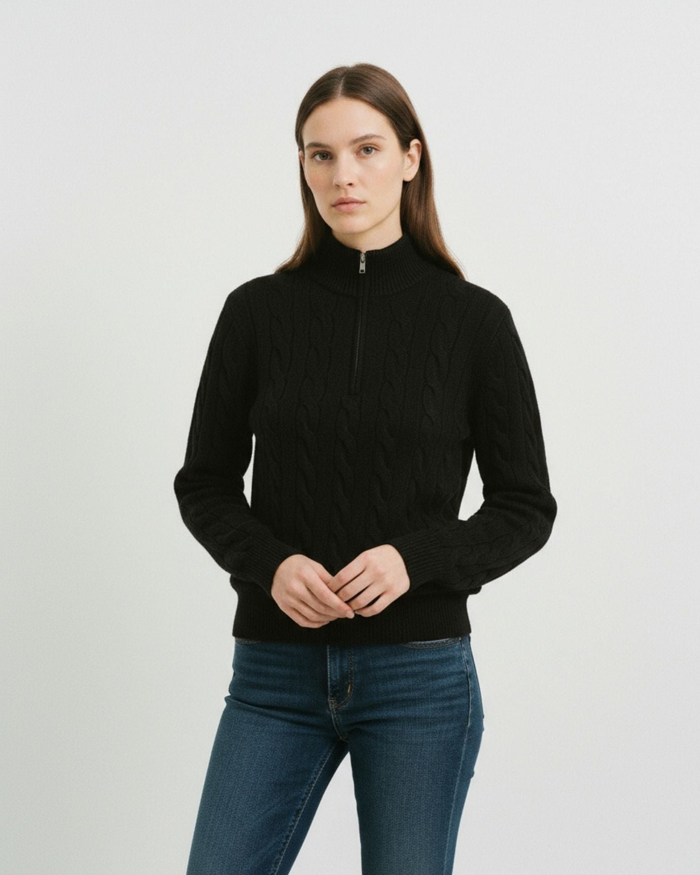 Cashmere Sweater Zipper Turtleneck