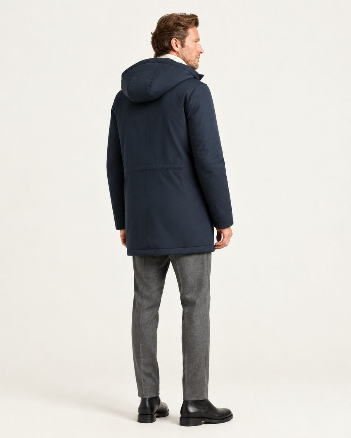 Genuine Mink-Lined Mid-Length Hooded Coat