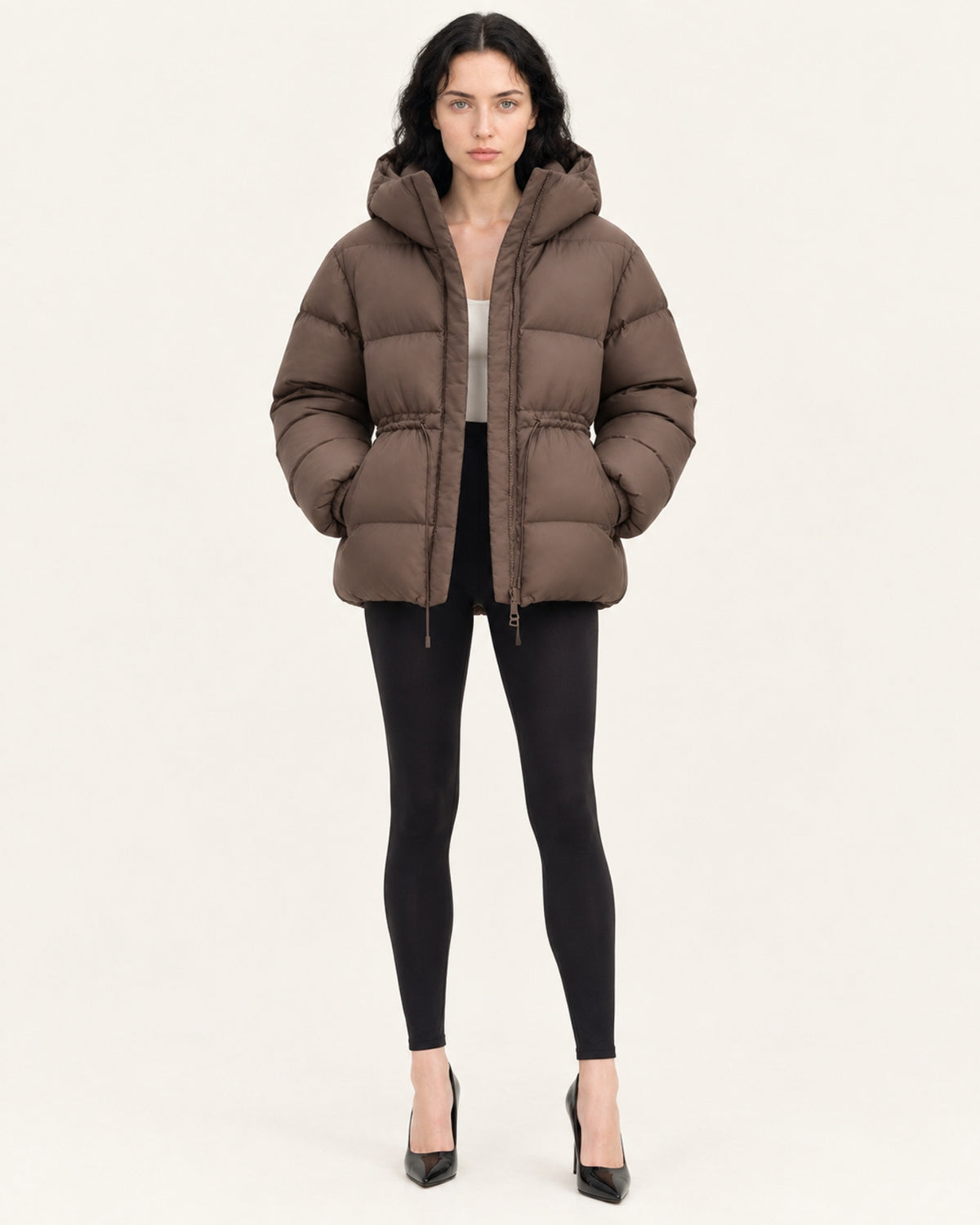 New York Mid-Length Hooded Goose Down Puffer Jacket