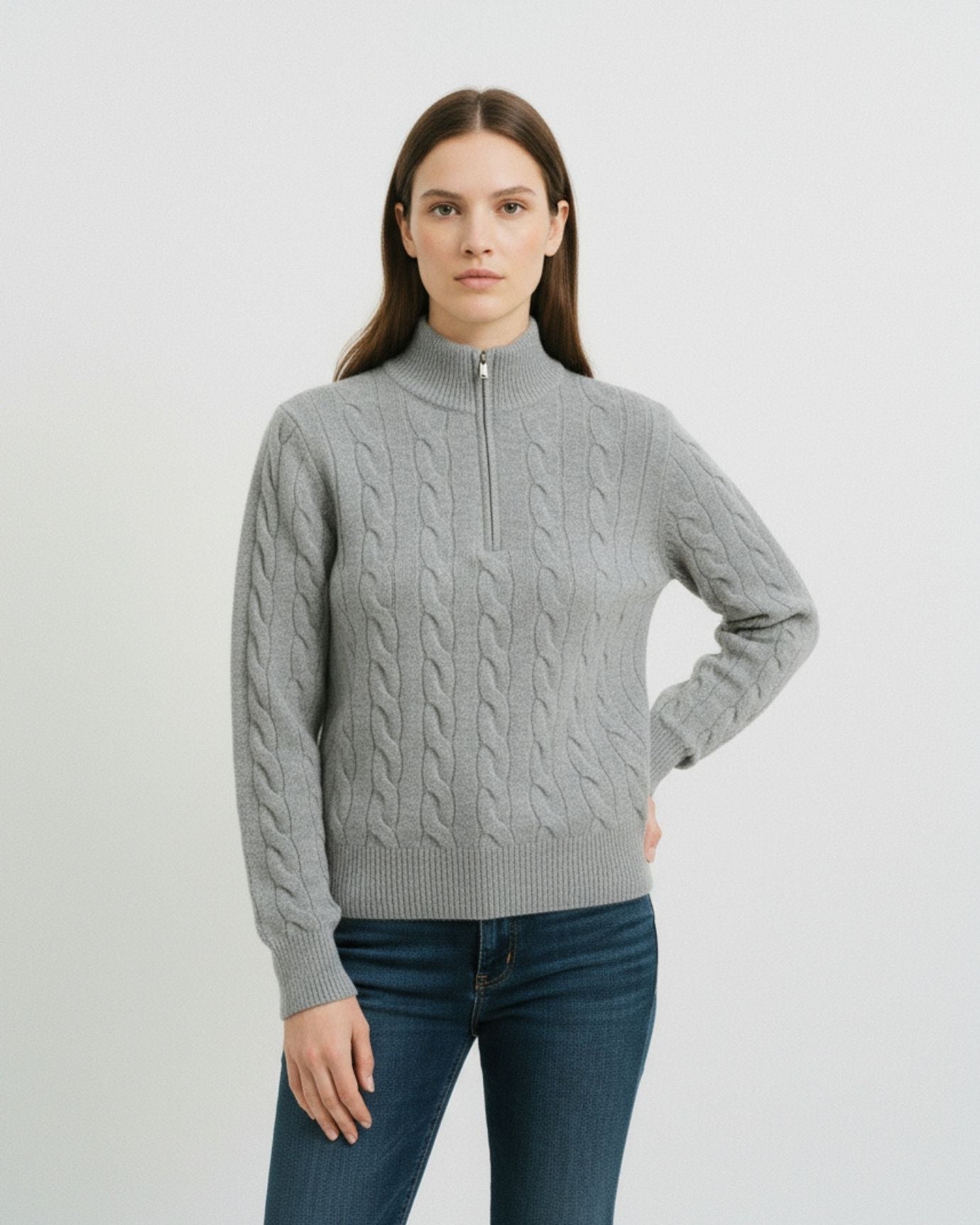 Cashmere Sweater Zipper Turtleneck