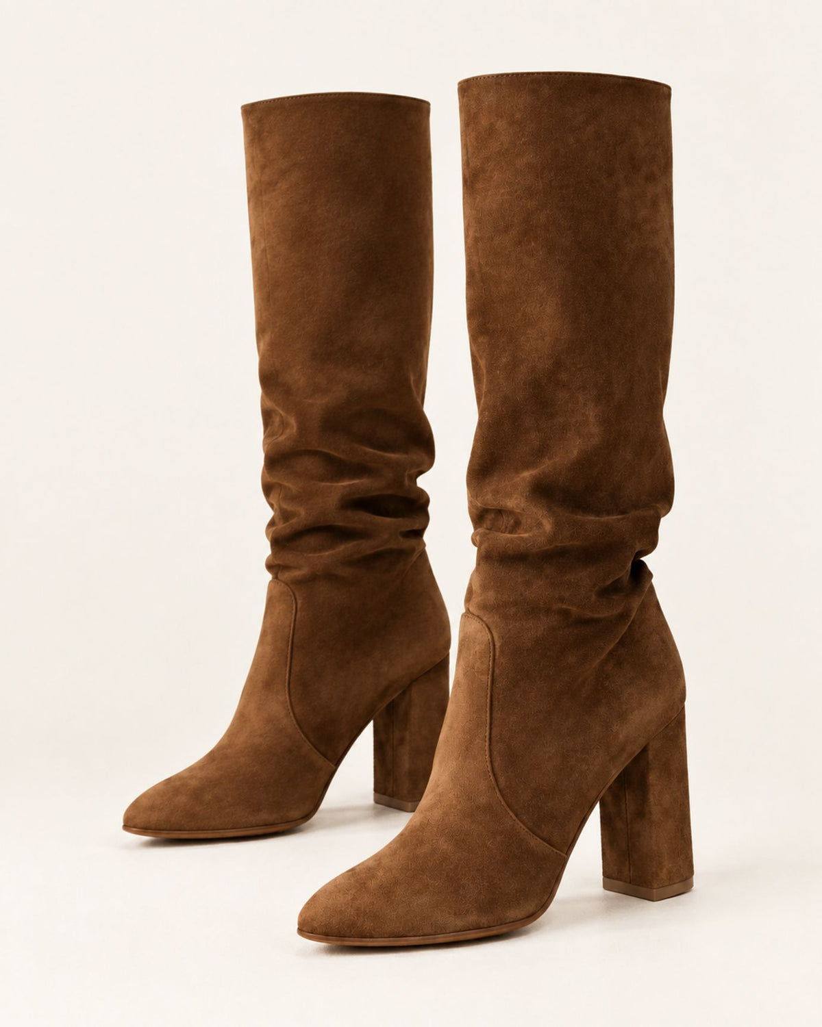 Pointed Toe Sheepskin Leather Tall Boots