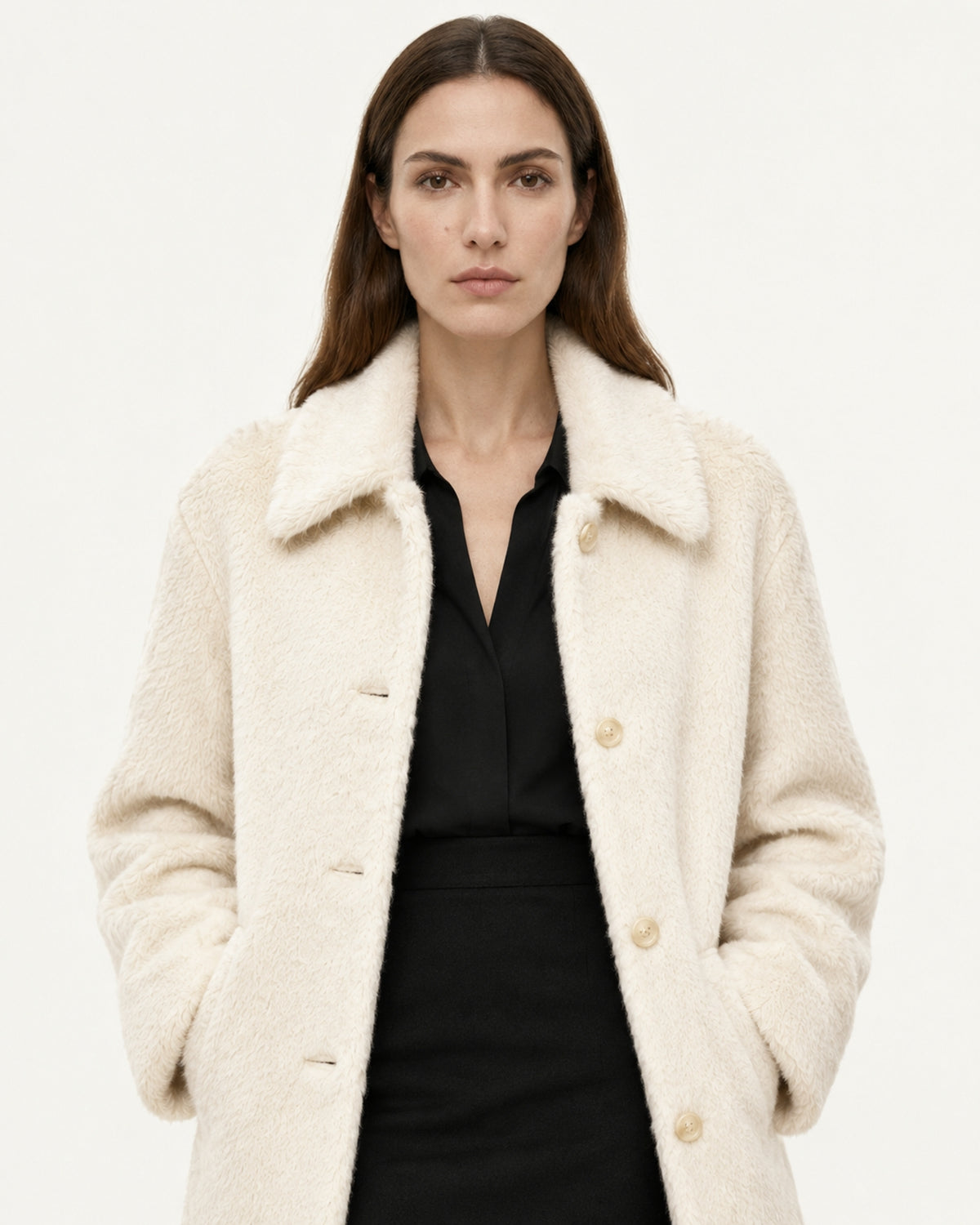 Relaxed Fit Mid-Length Suri Alpaca Coat
