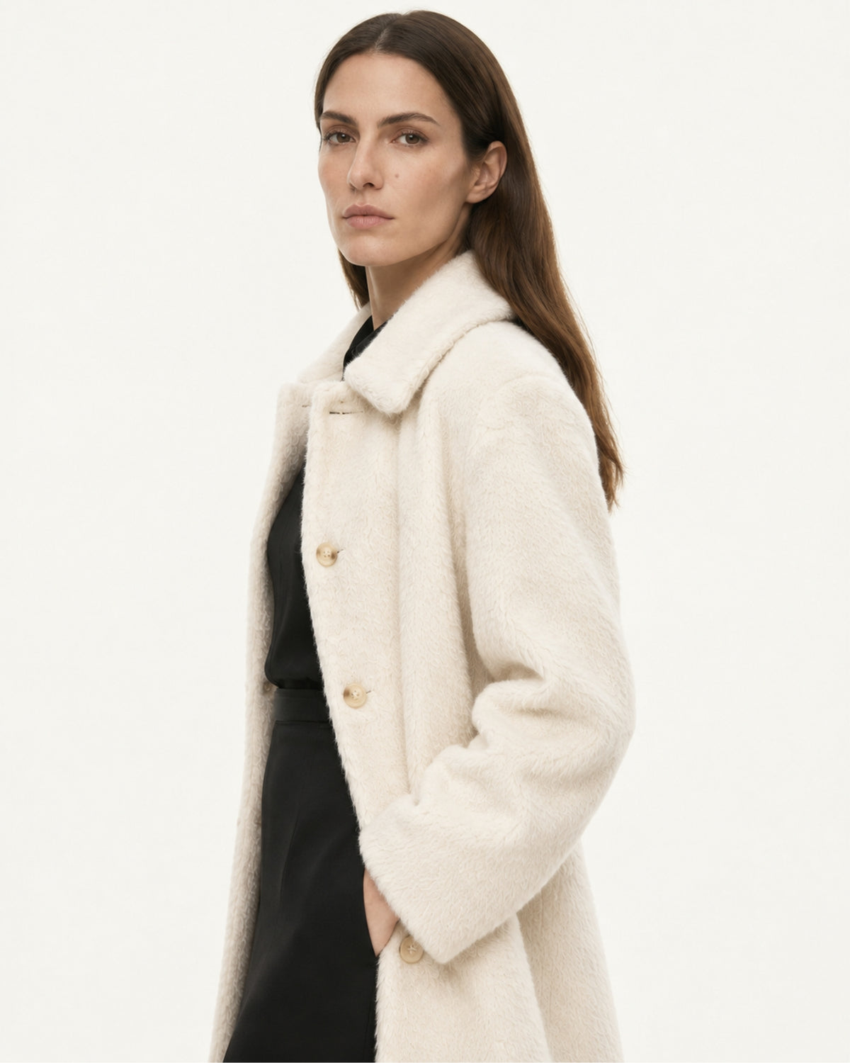 Relaxed Fit Mid-Length Suri Alpaca Coat
