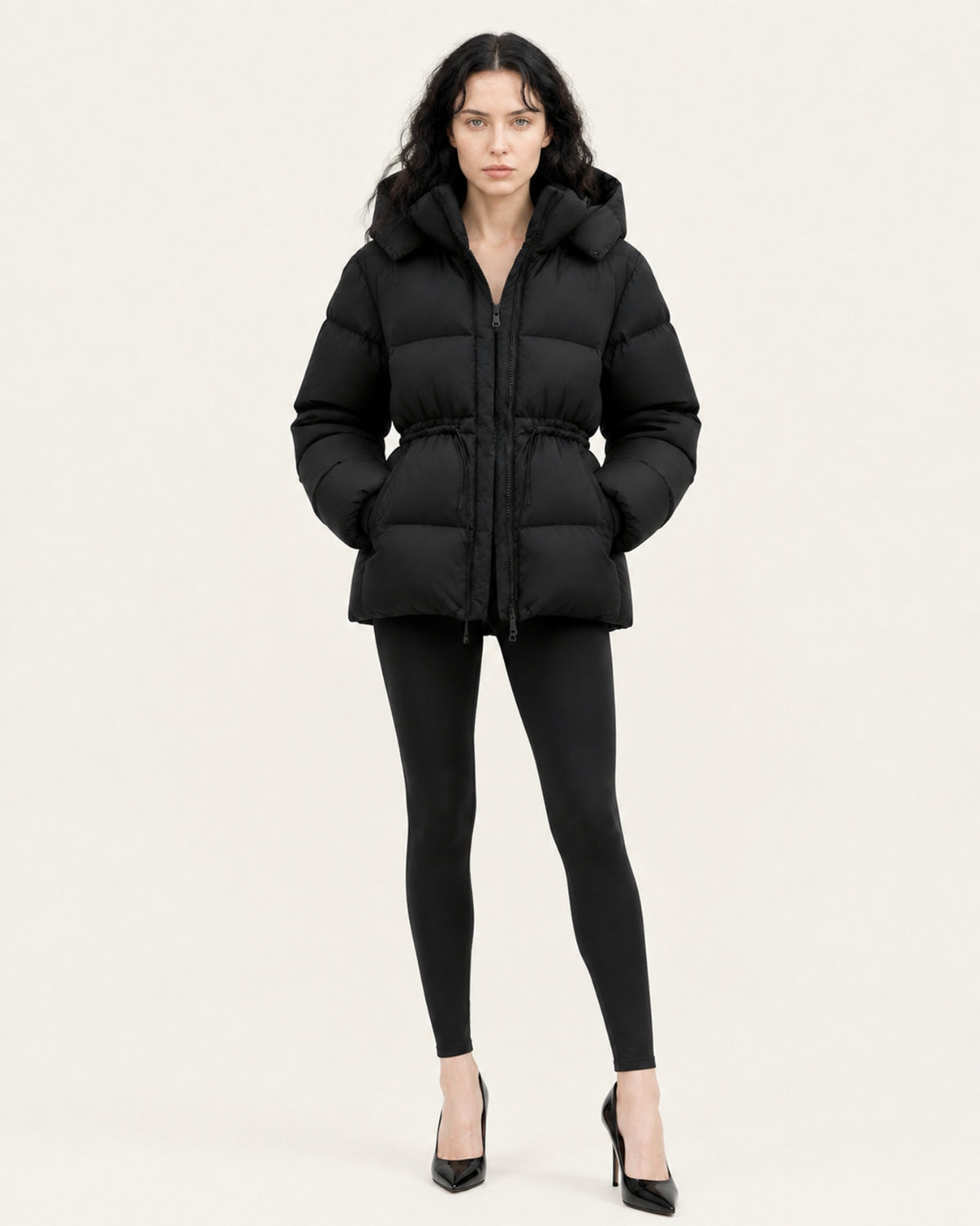 New York Mid-Length Hooded Goose Down Puffer Jacket