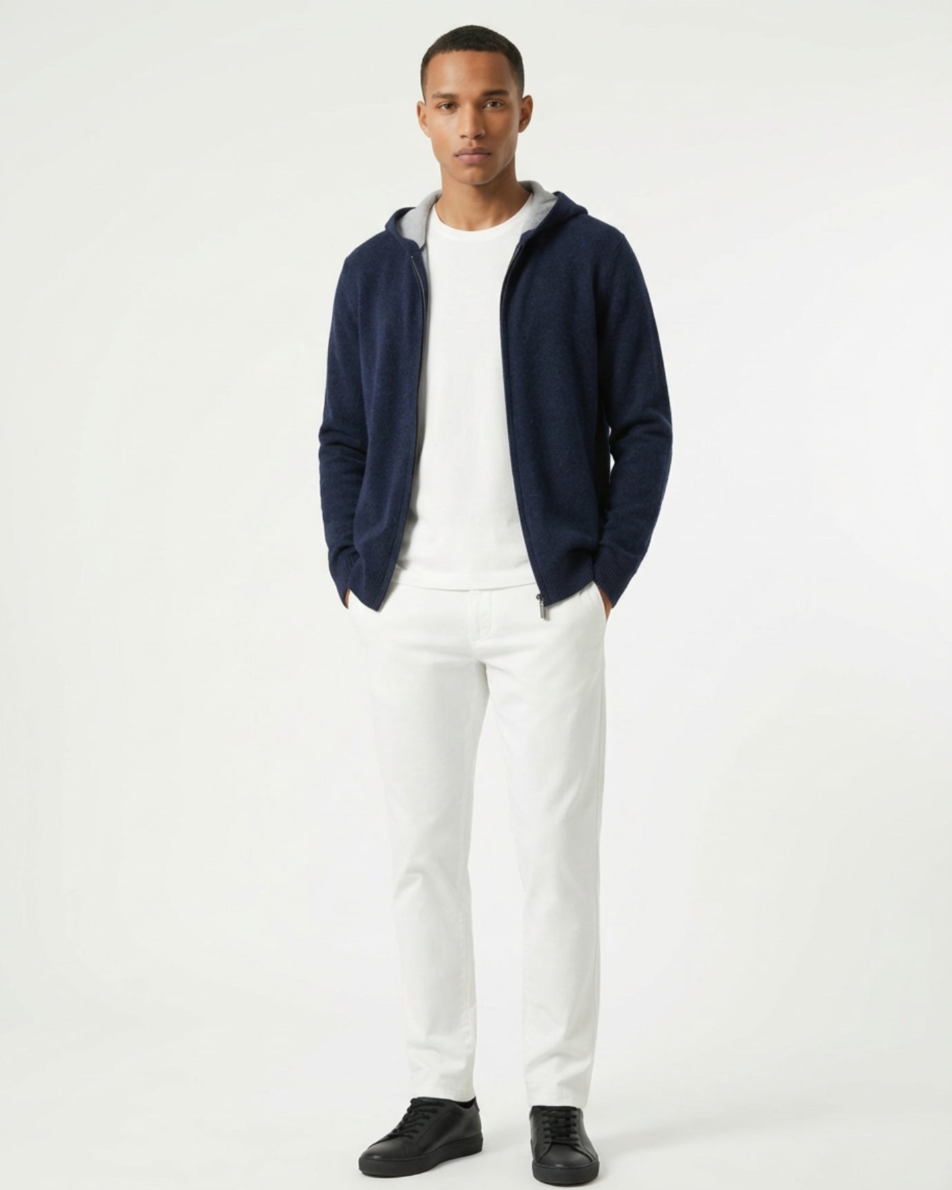 Cárdigan con cremallera y capucha de cachemira, edición limitada