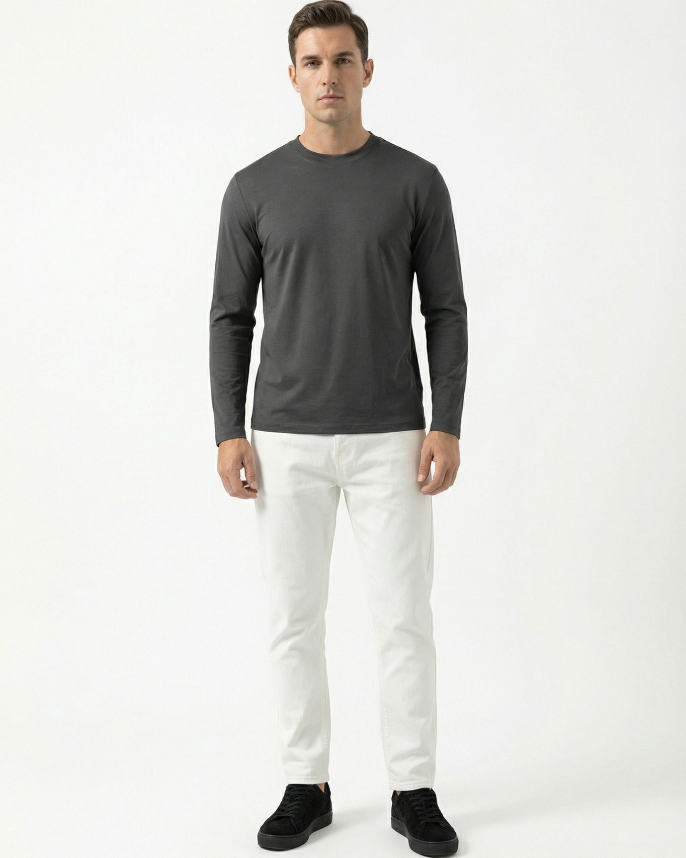 High-End Double Mercerized Lyocell Cotton Long Sleeve T-Shirt