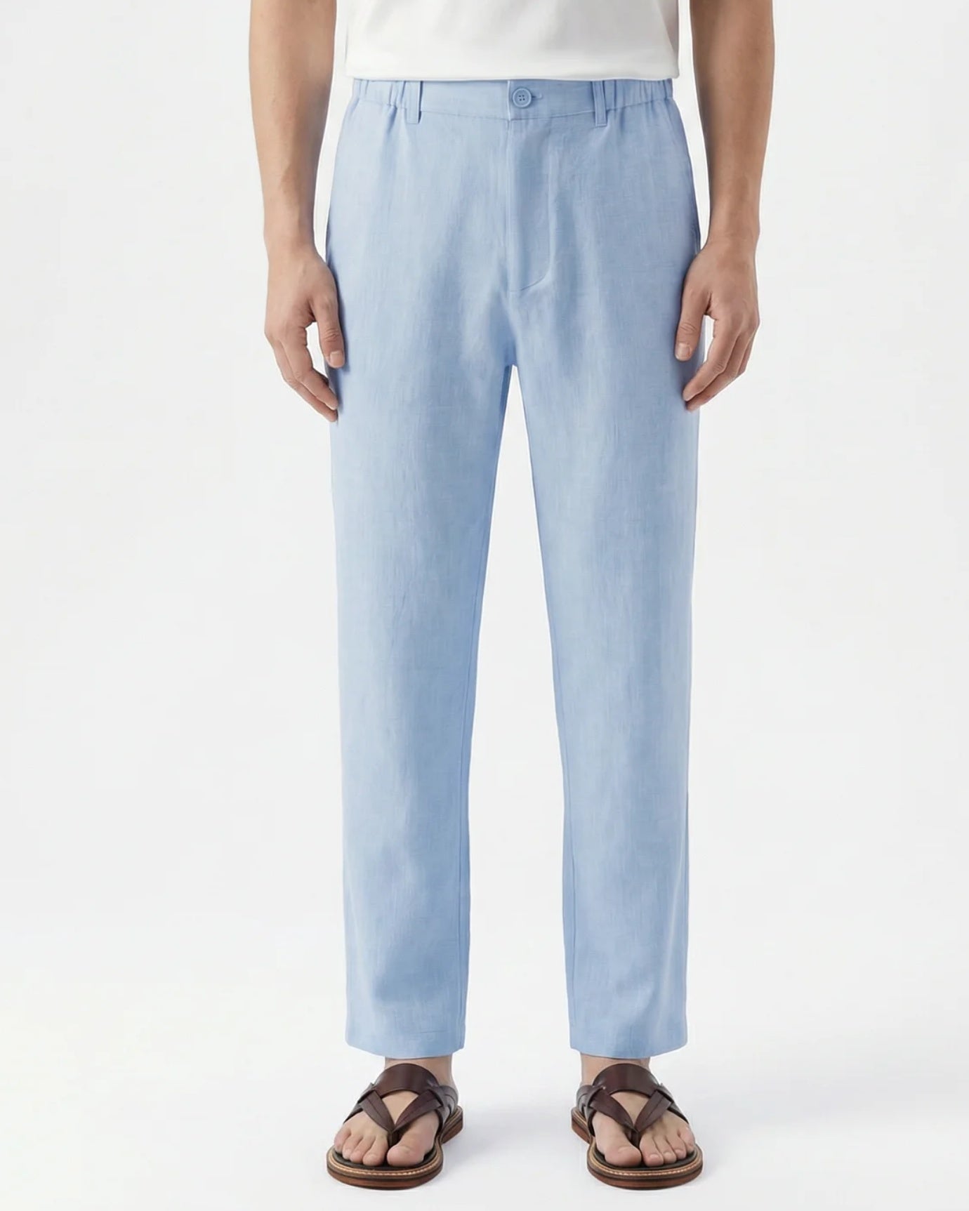 Marbella Linen Trousers –  Elastic Waist Relaxed Fit