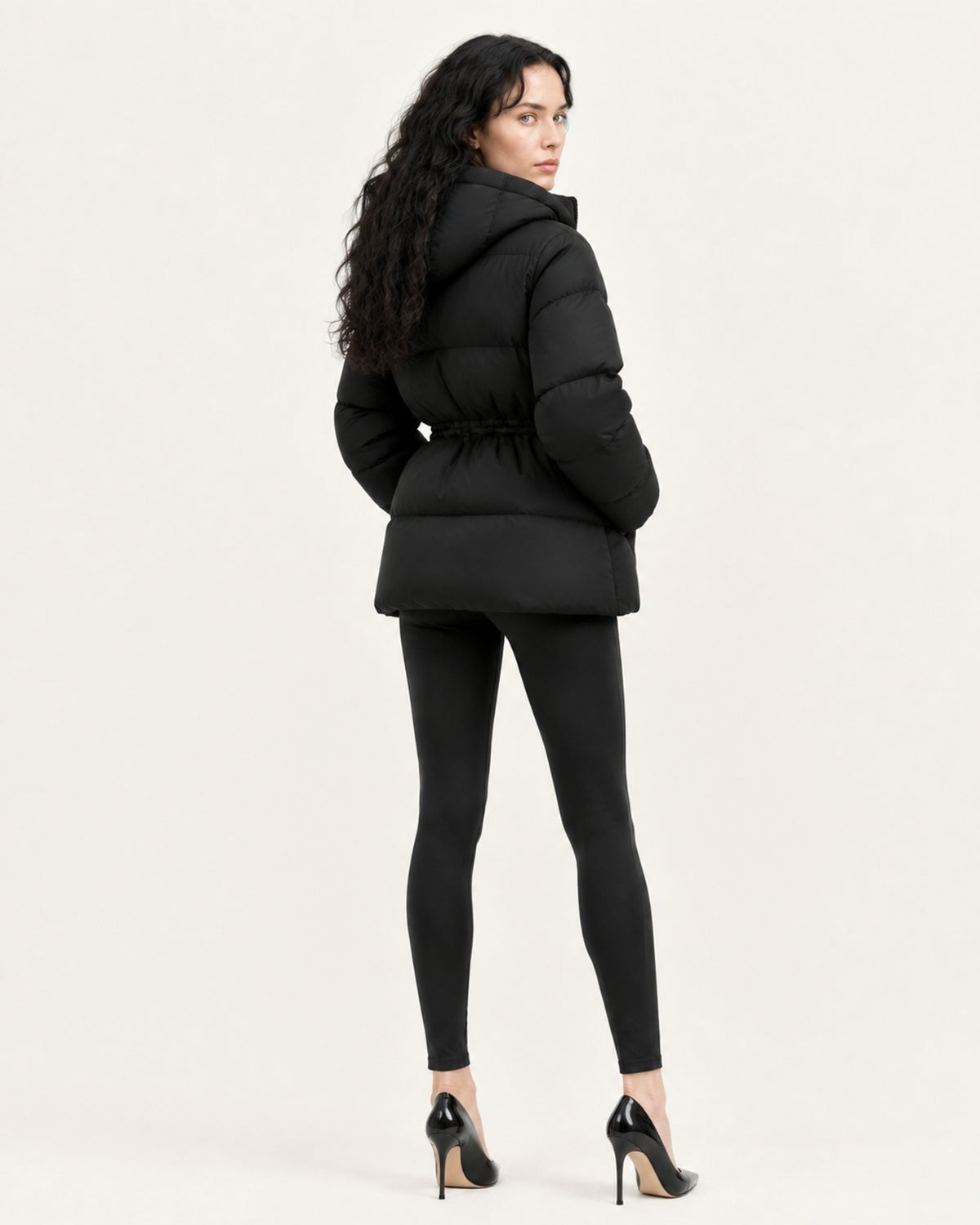 New York Mid-Length Hooded Goose Down Puffer Jacket