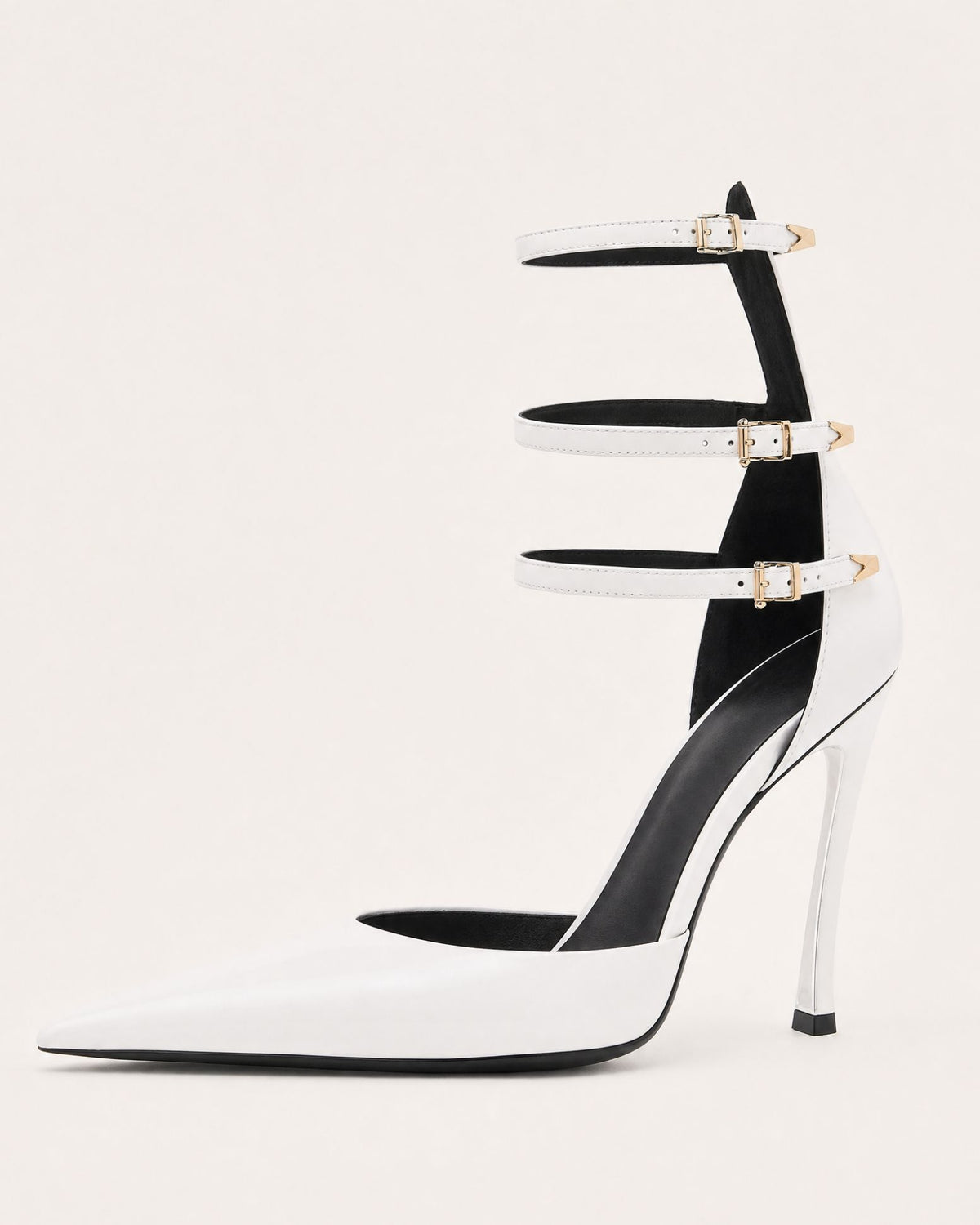 Pointed-Toe Patent Leather Ankle-Strap Pumps
