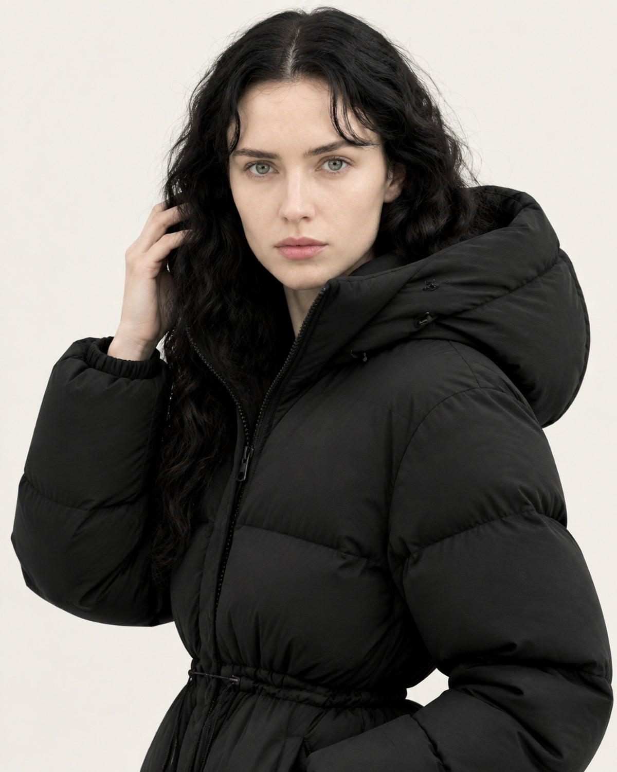 New York Mid-Length Hooded Goose Down Puffer Jacket