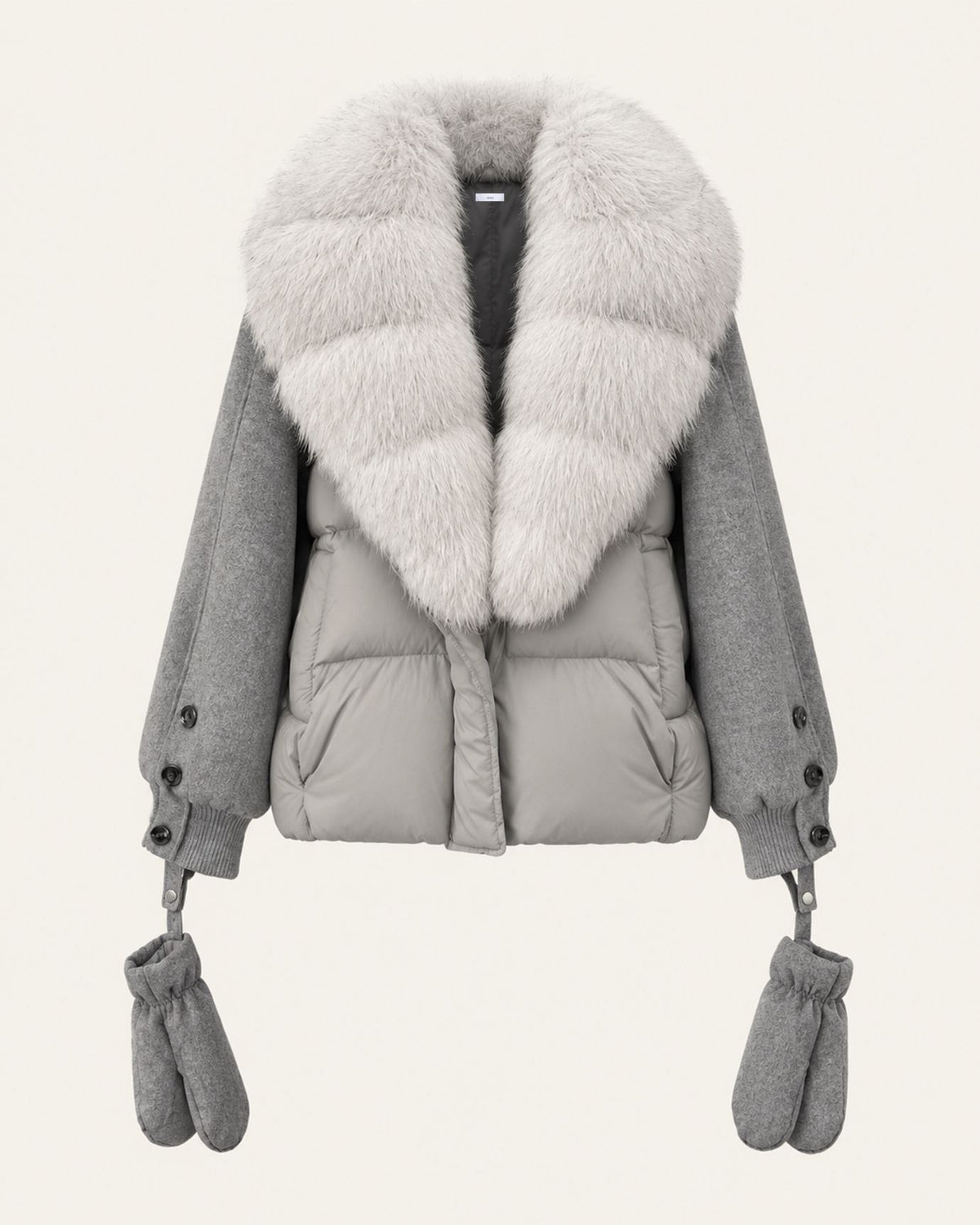 NY Duck Down Puffer Jacket with Detachable Fox Fur Collar