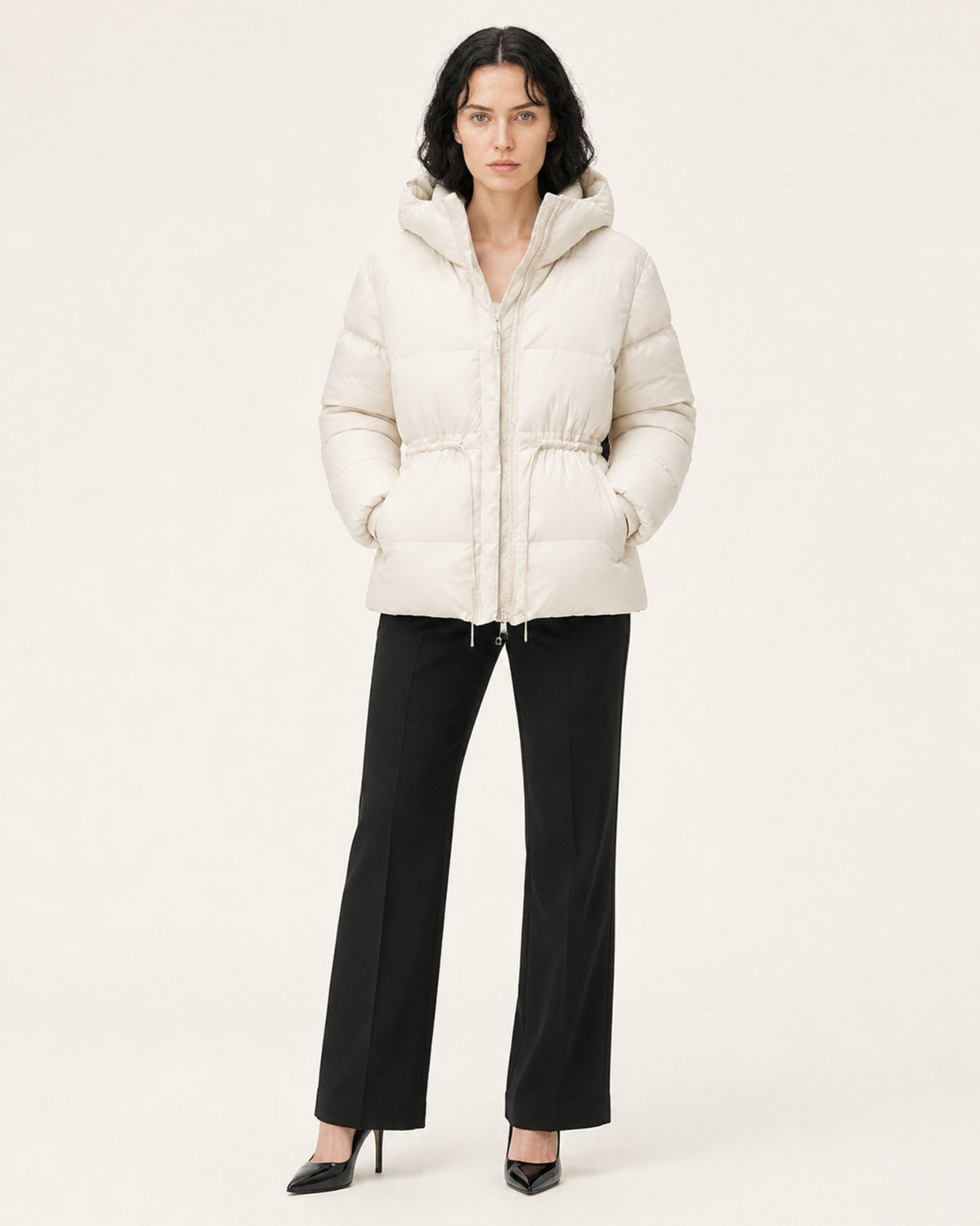 New York Mid-Length Hooded Goose Down Puffer Jacket