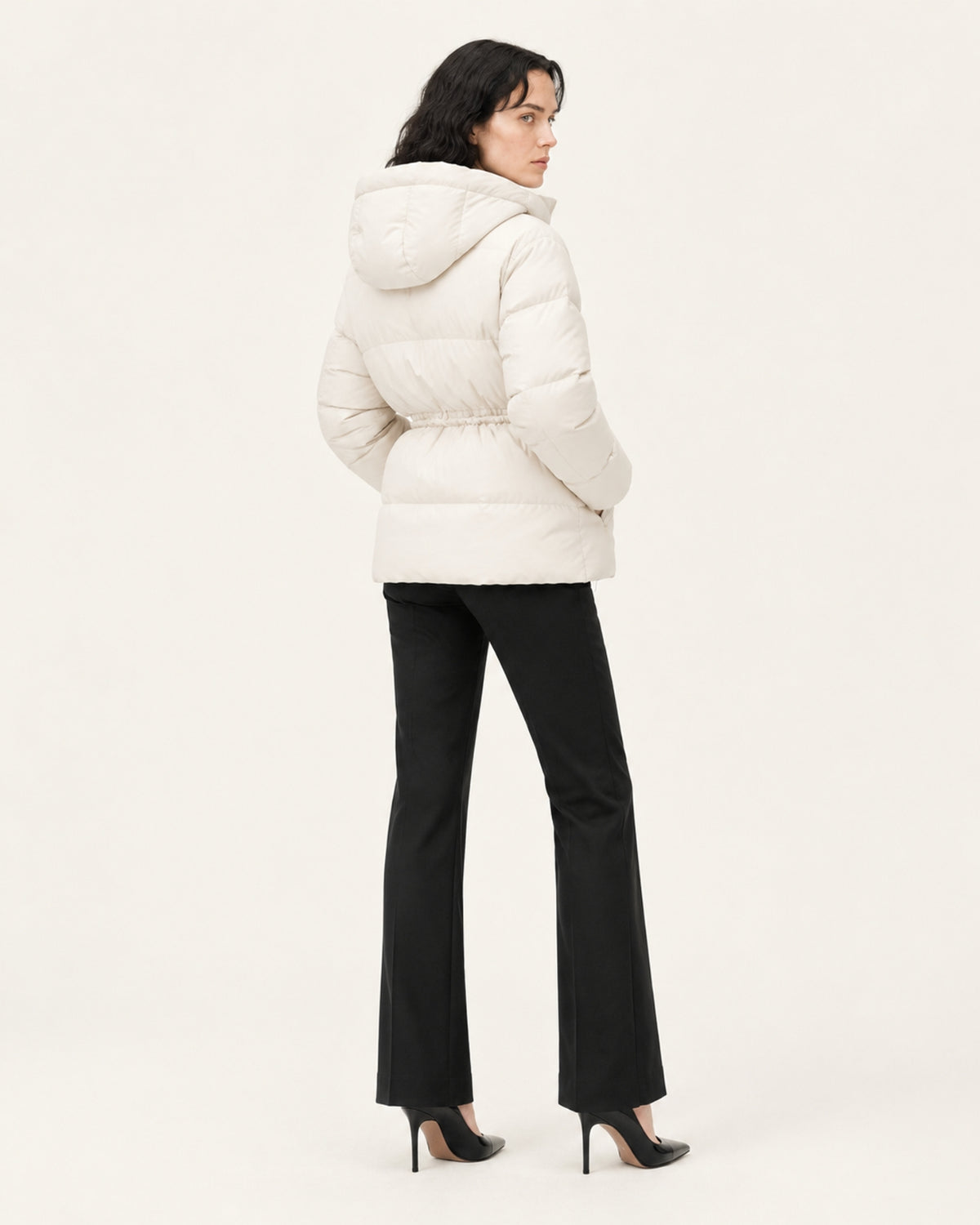 New York Mid-Length Hooded Goose Down Puffer Jacket