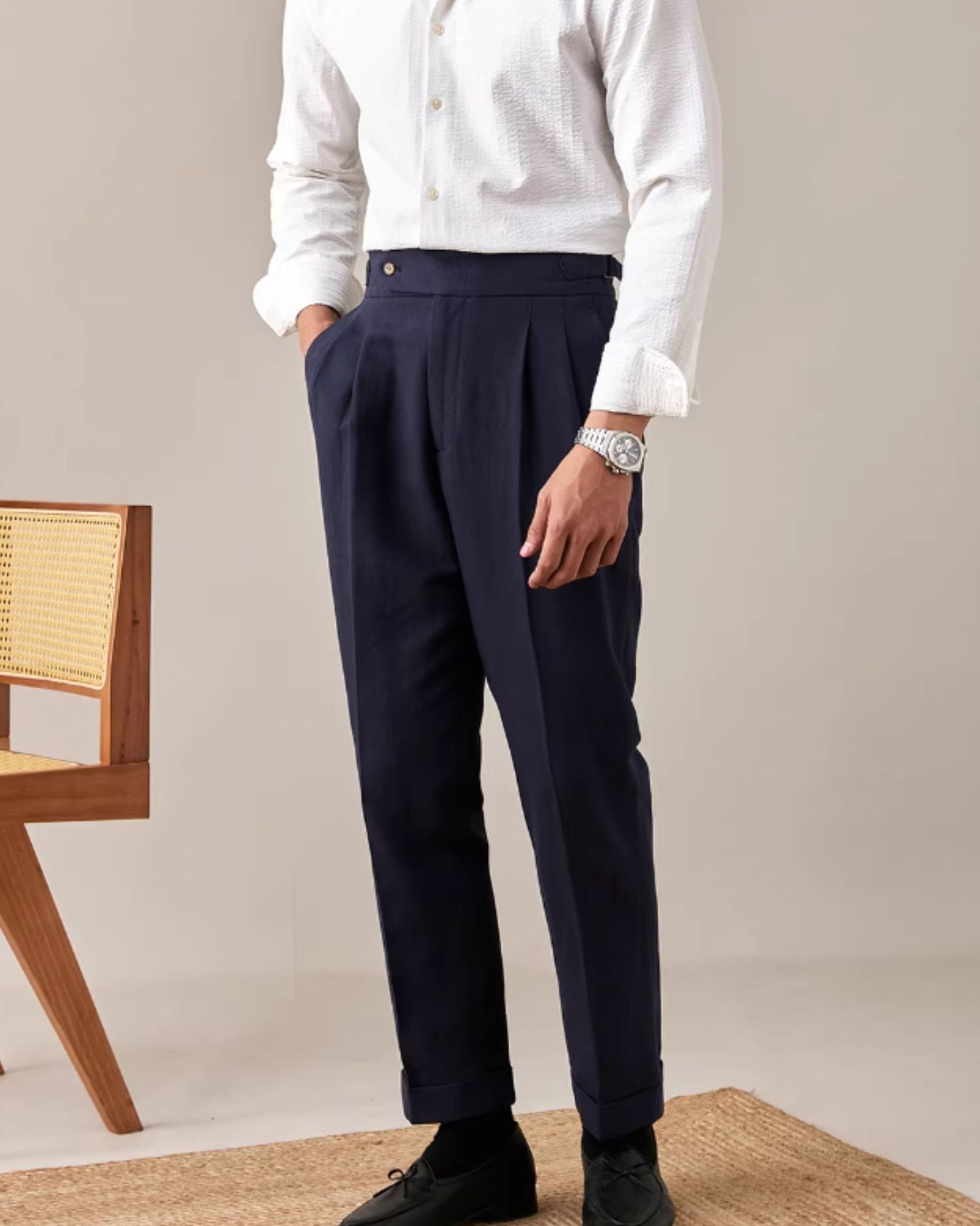 Business Trousers Cotton & Linen Blend