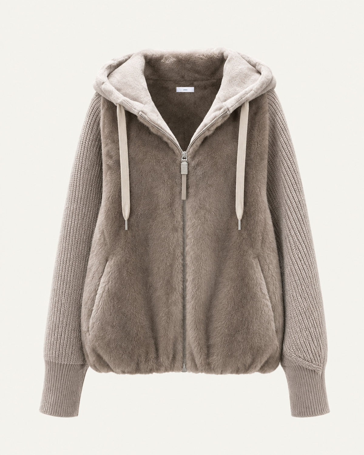 Heavyweight Hooded Knit Mink Down Coat