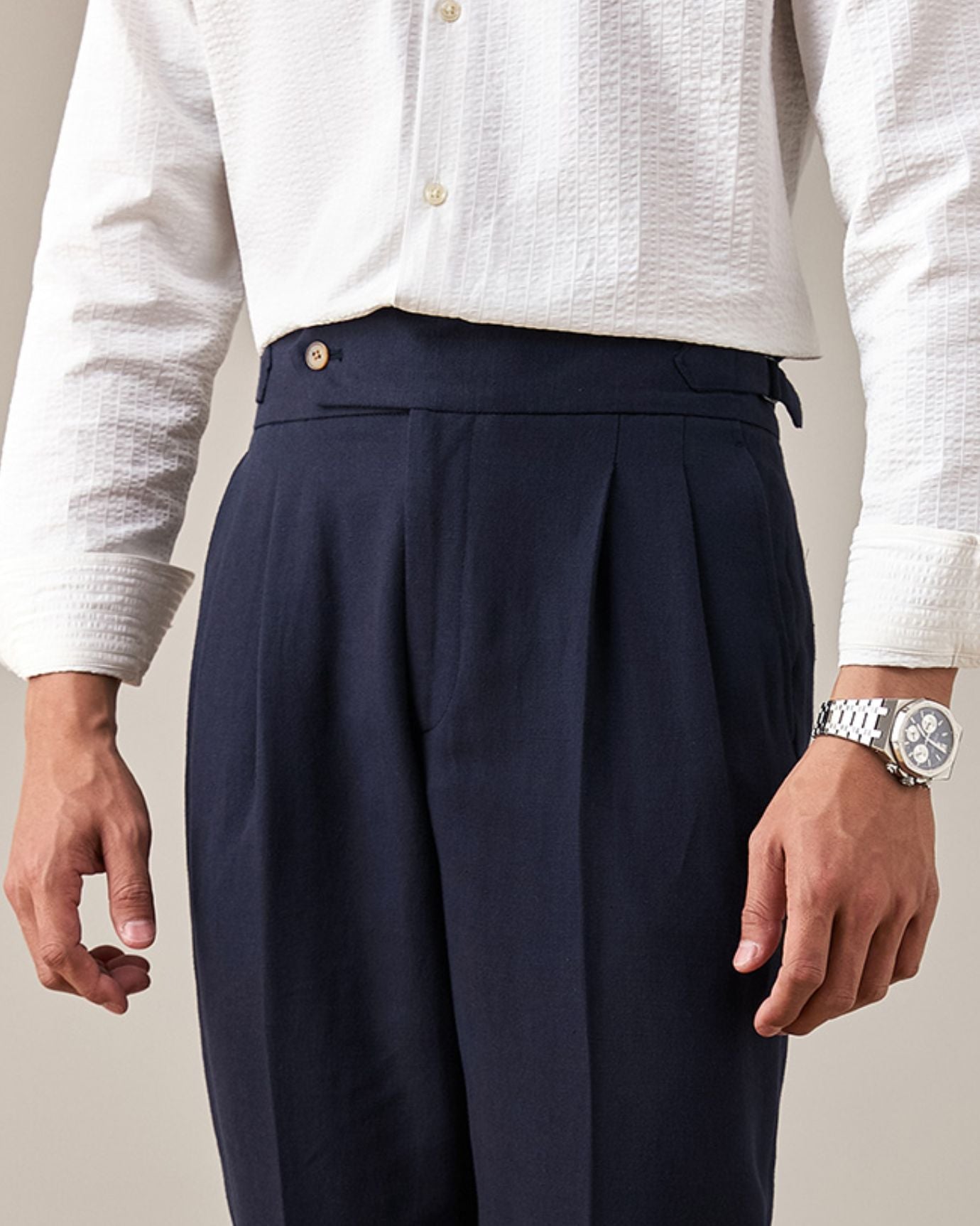 Business Trousers Cotton & Linen Blend