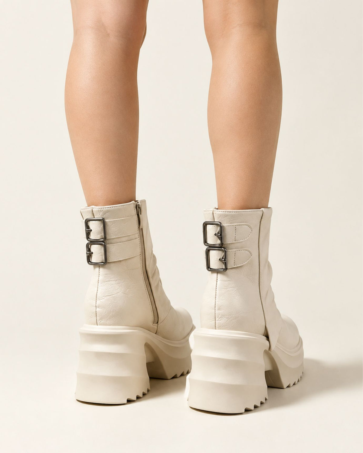 Platform Block Heel Lace-Up Combat Boots