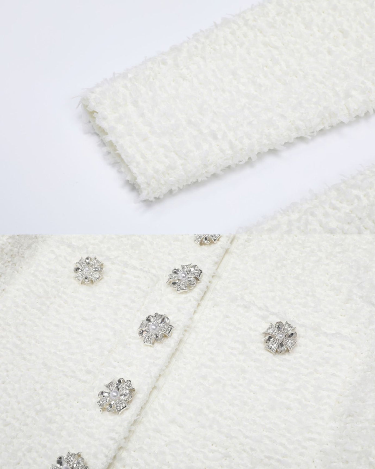 Long Sleeve Slim-Fit Rhinestone-Embellished Knit Dress