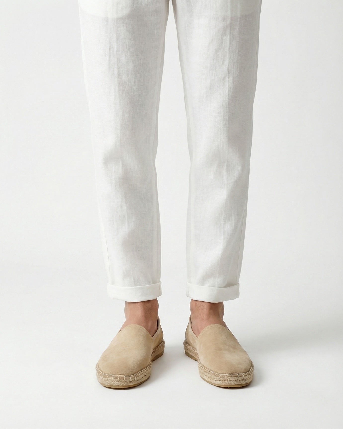 Mykonos Rice White Slip-On Suede Loafers Genuine Leather Casual Flats