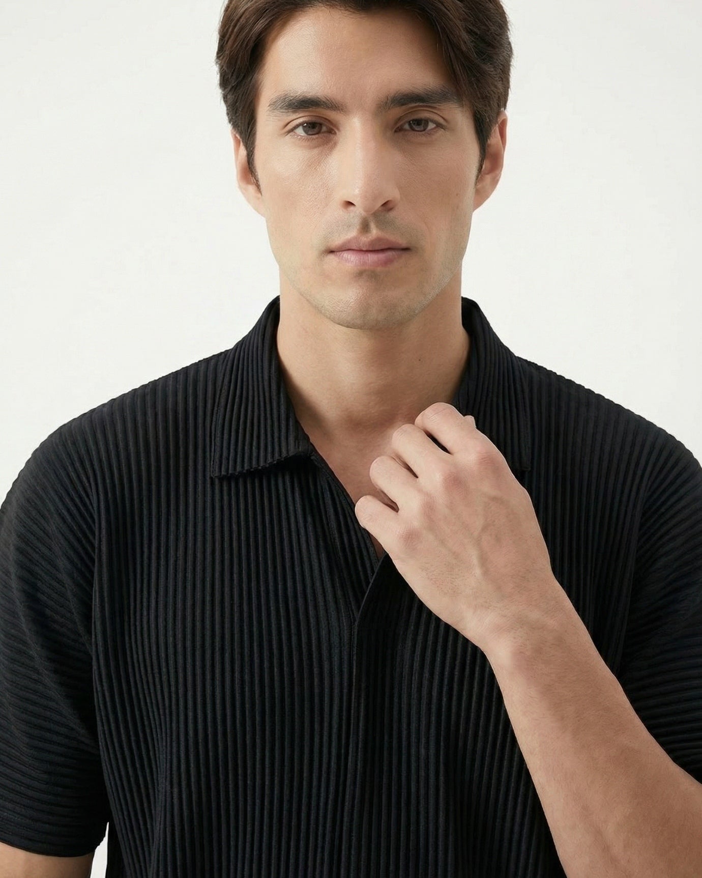 Sakura Collection Pleated Short-Sleeve Polo