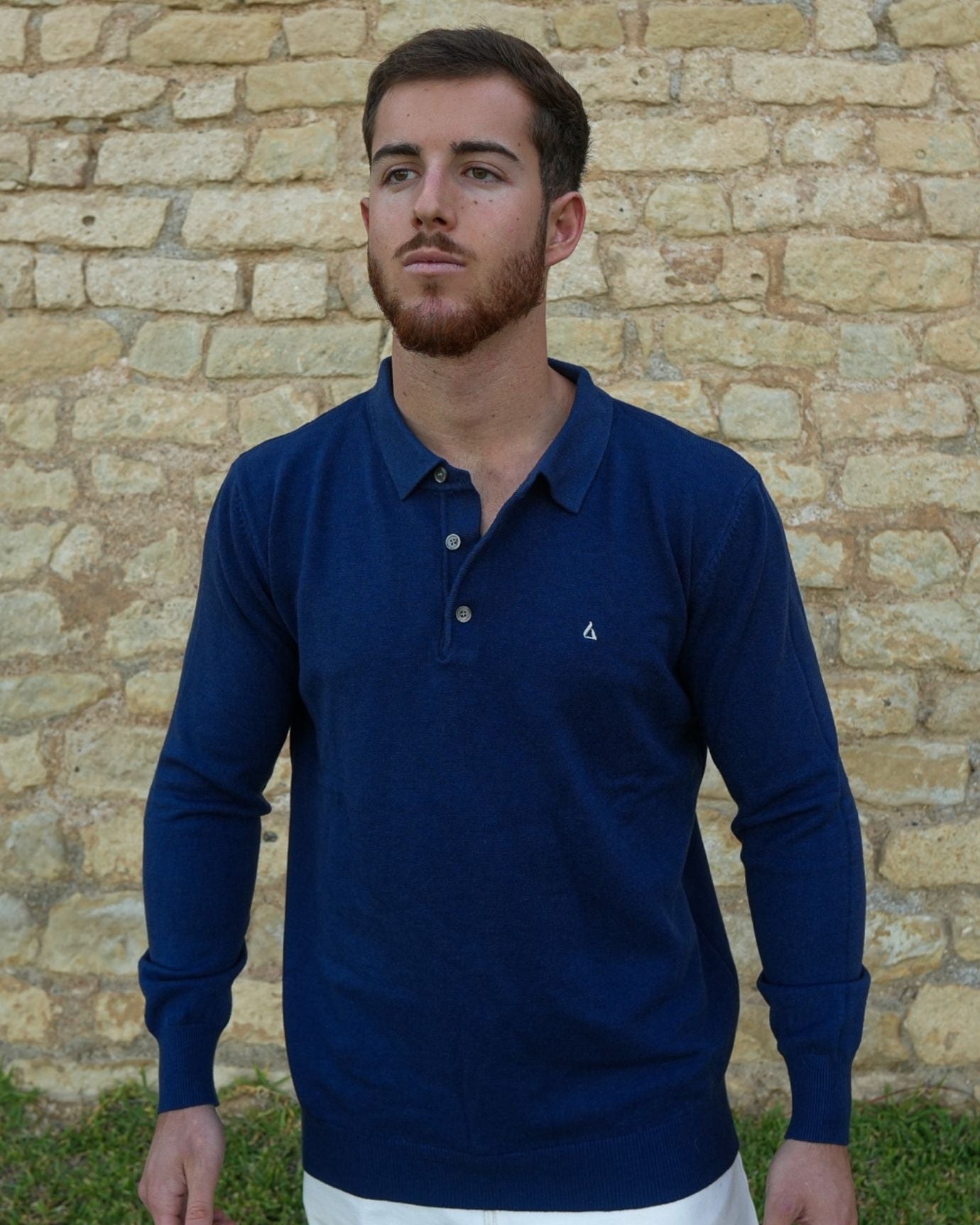 LOVAU COTTON WOOL OLD MONEY POLO - NAVY BLUE