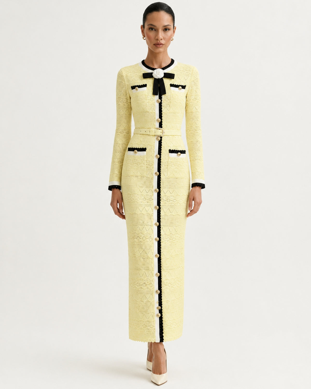 Diva Slim-Fit Floral Knit Crewneck Dress