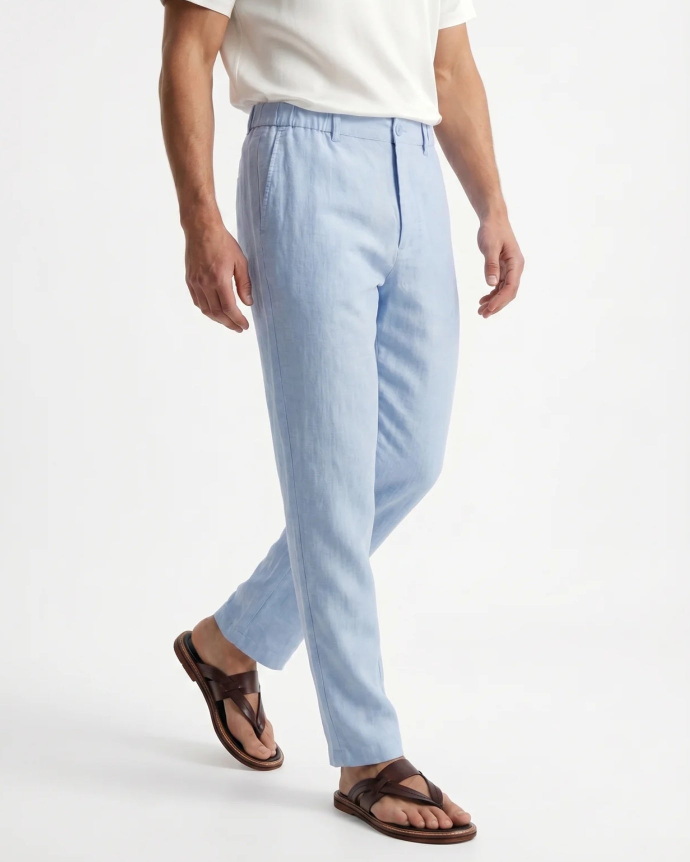 Marbella Linen Trousers –  Elastic Waist Relaxed Fit
